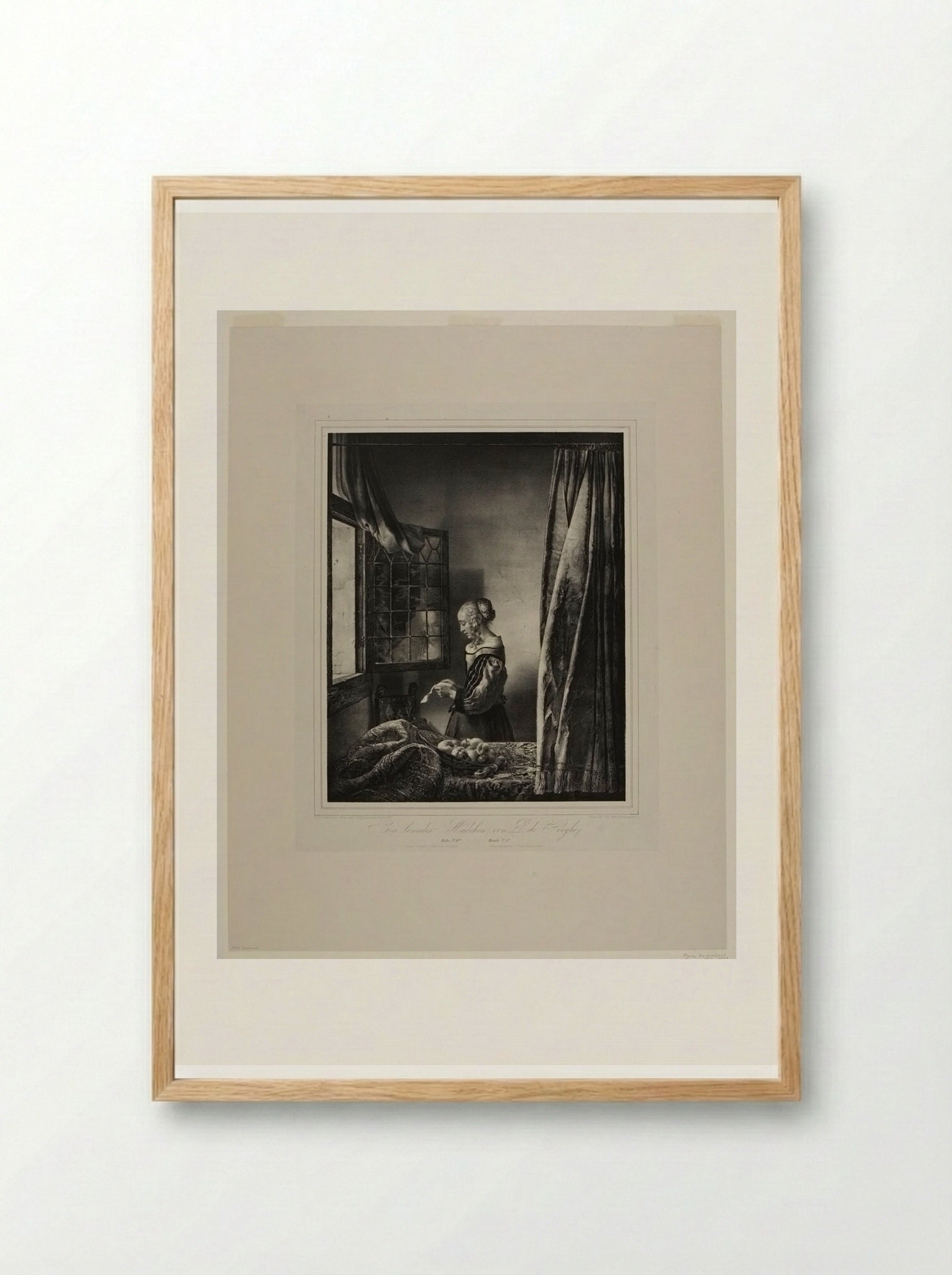 Girl Reading at the Window - Franz Hanfstaengl - Framed Print Wood