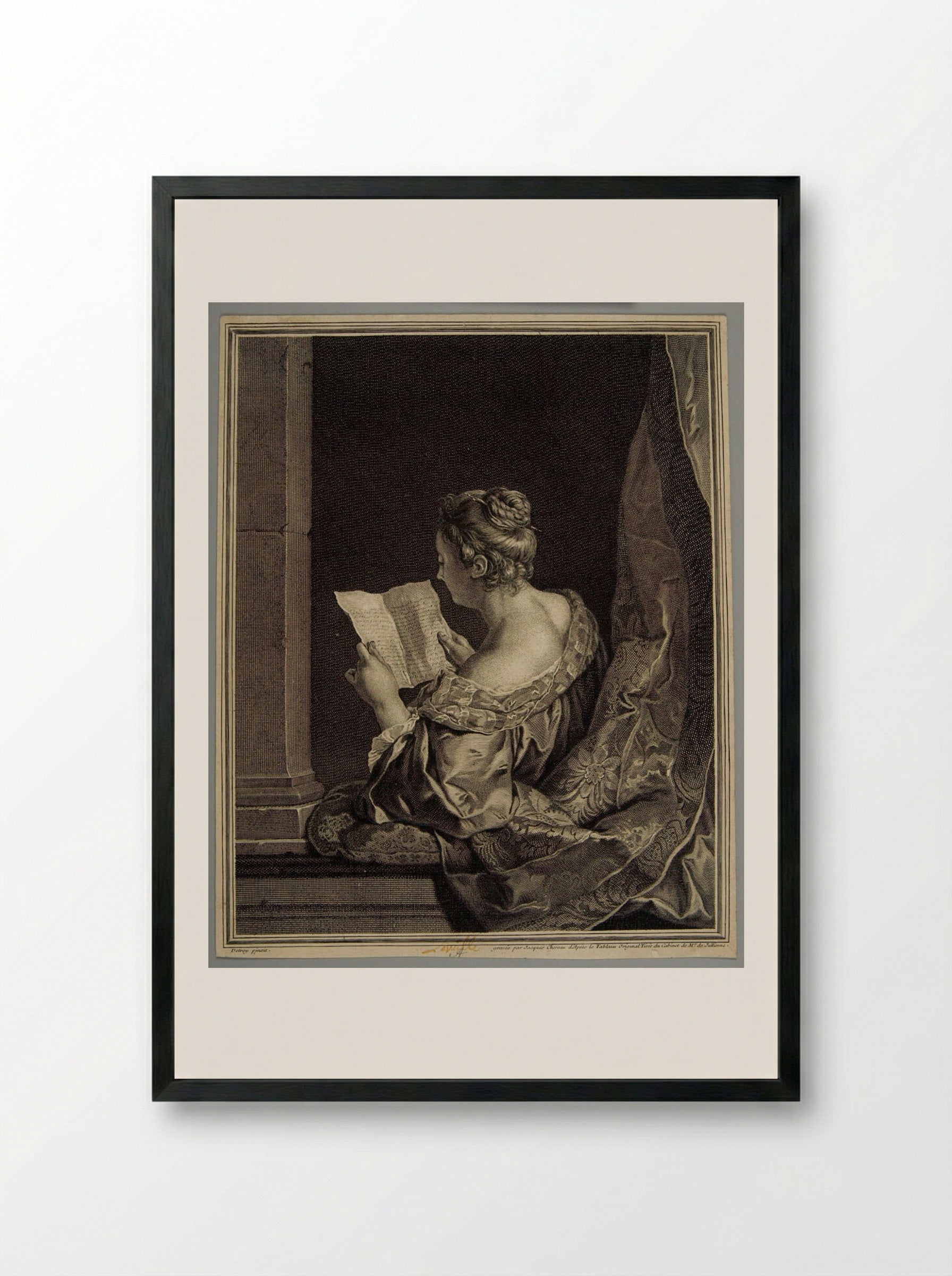 Girl Reading - Jacques Chereau - Framed Print Black