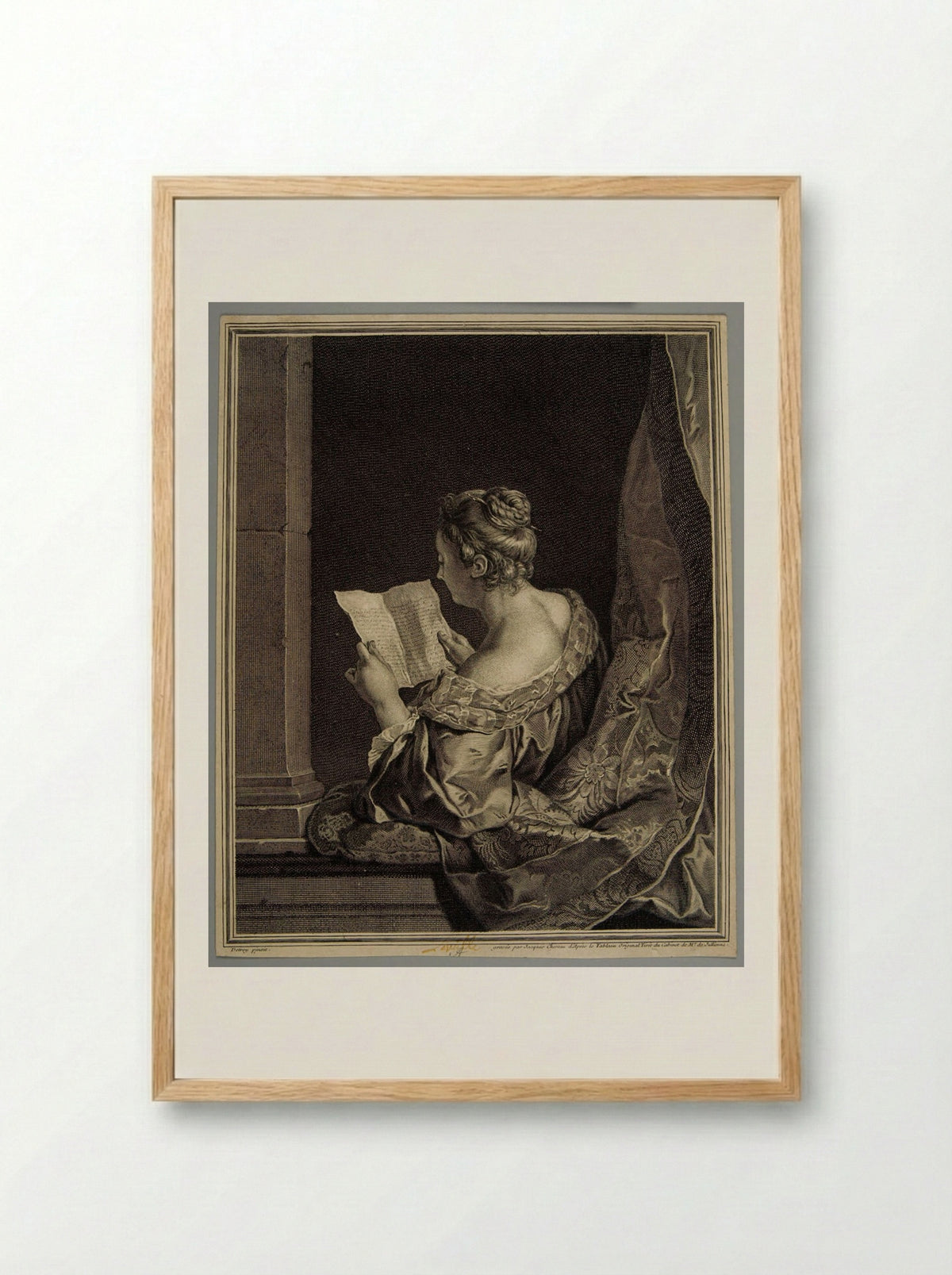 Girl Reading - Jacques Chereau - Framed Print Wood