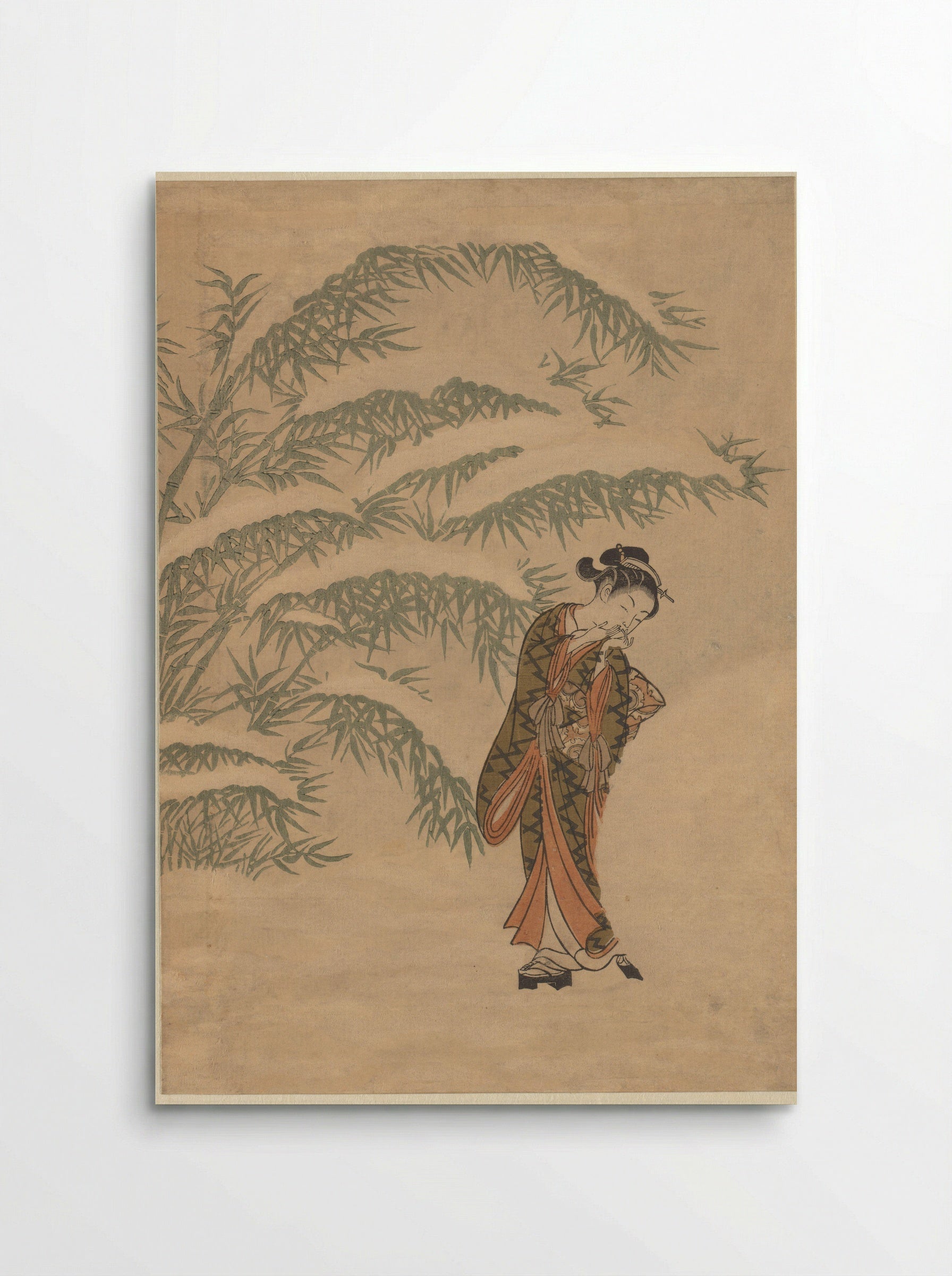 Girl Warming Her Hands with a Snowball - Suzuki Harunobu - Poster