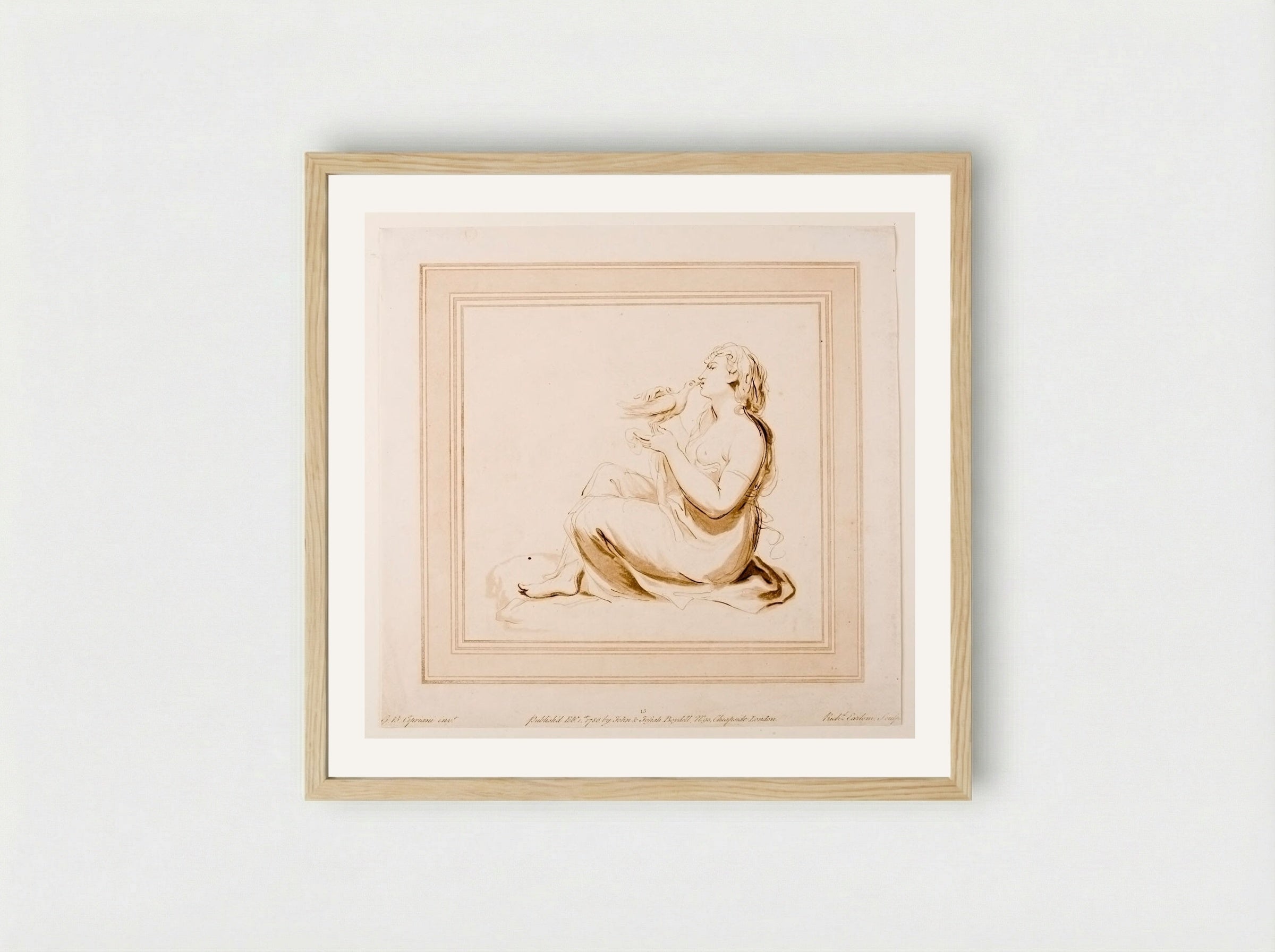 Girl With a Dove - Richard Earlom - Framed Print Wood