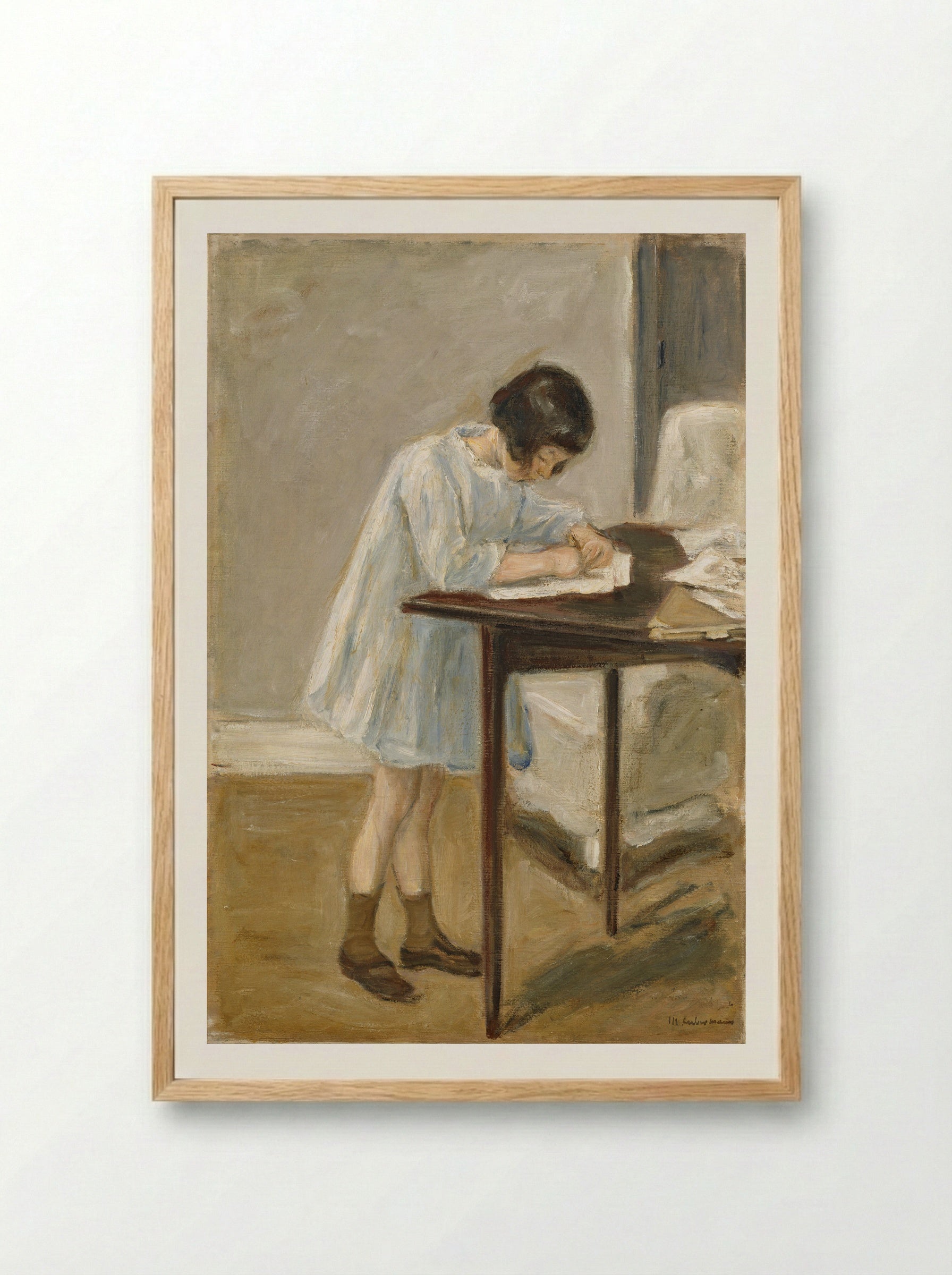 Girl at the Table - Max Liebermann - Framed Print Wood