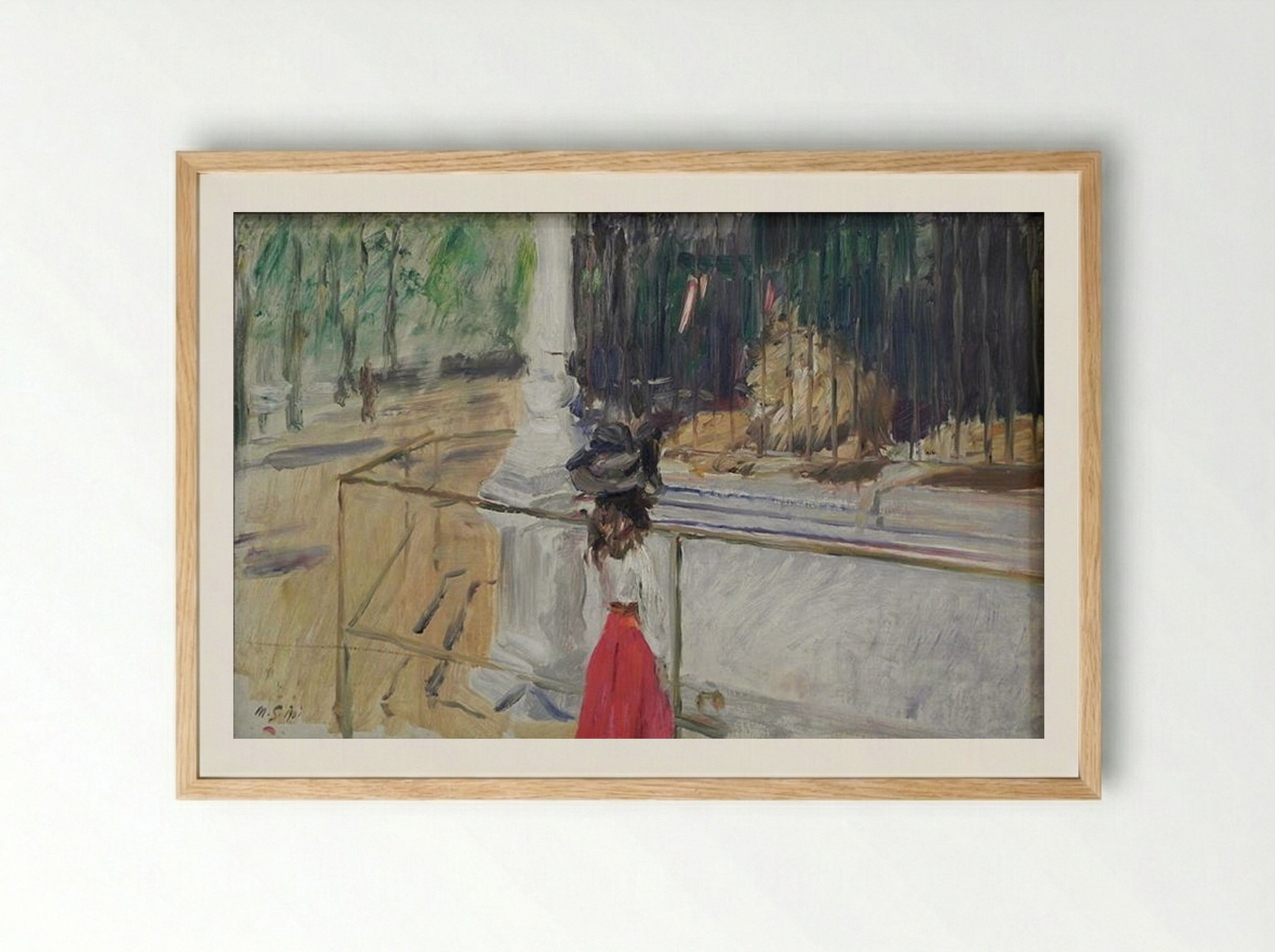 Girl in front of the Lion Cage - Max Slevogt - Framed Print Wood
