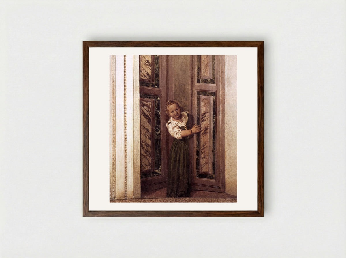 Girl in the Doorway - Paolo Veronese - Framed Print Dark Wood