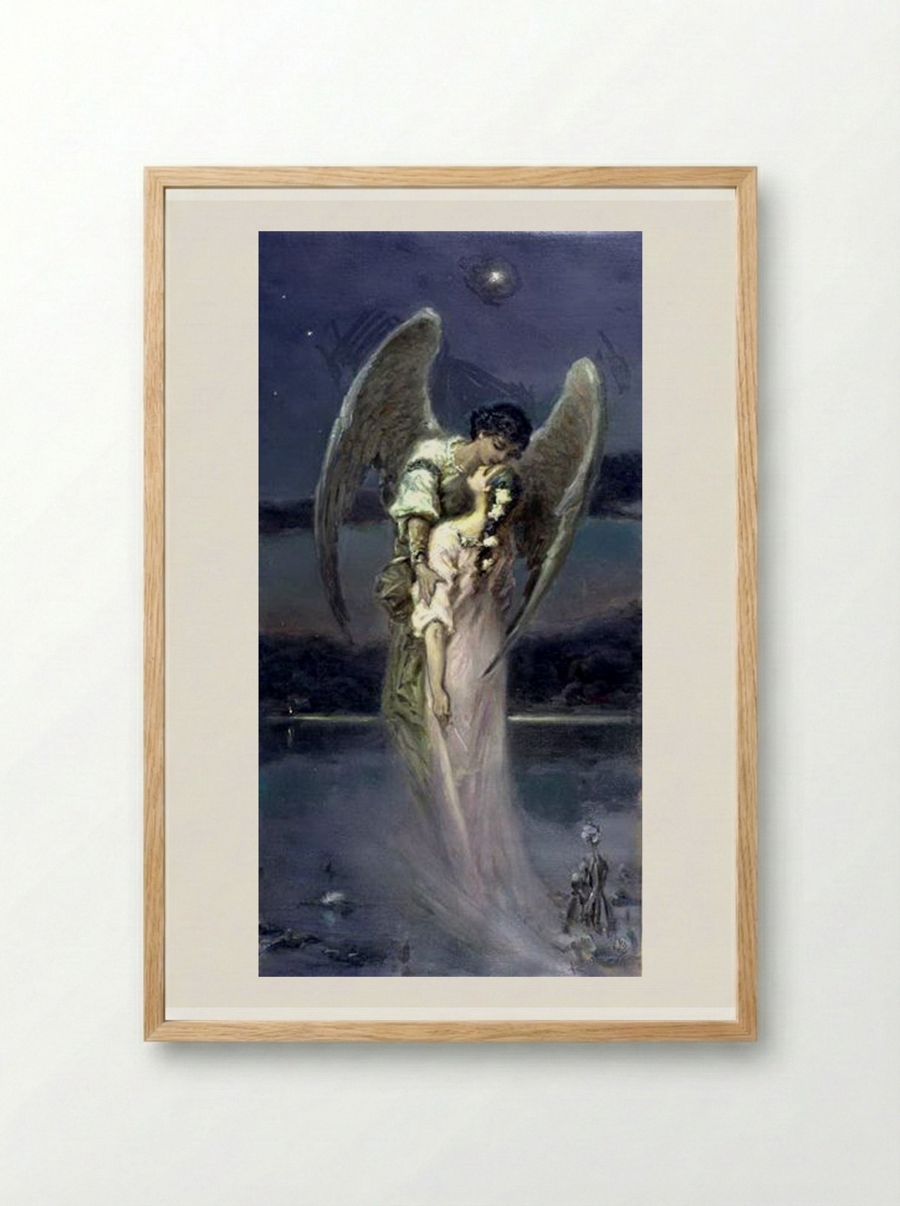Girl with Angel - Wilhelm Kotarbinski - Framed Print Wood