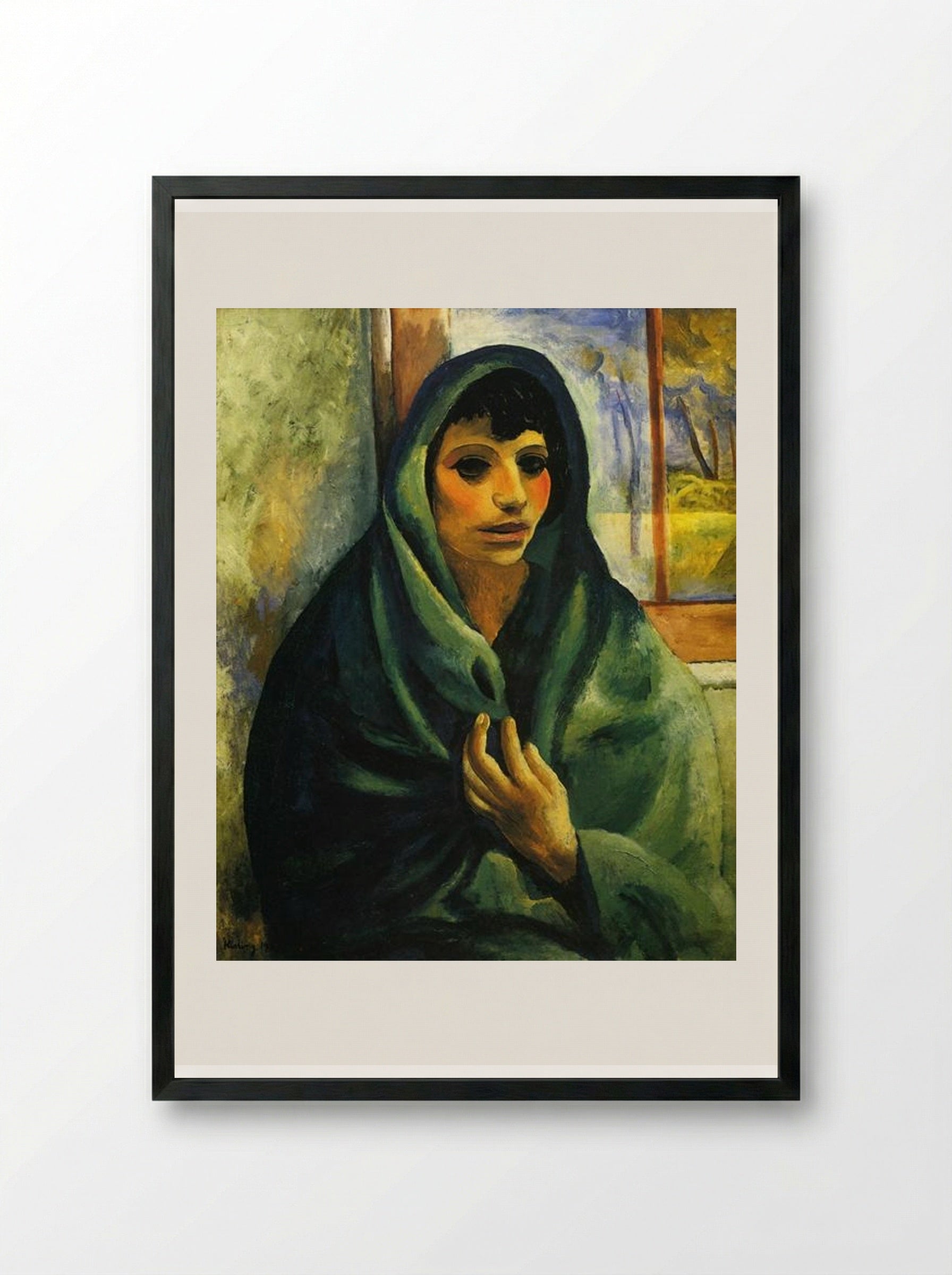 Girl with Green Shawl - Moïse Kisling - Framed Print Black