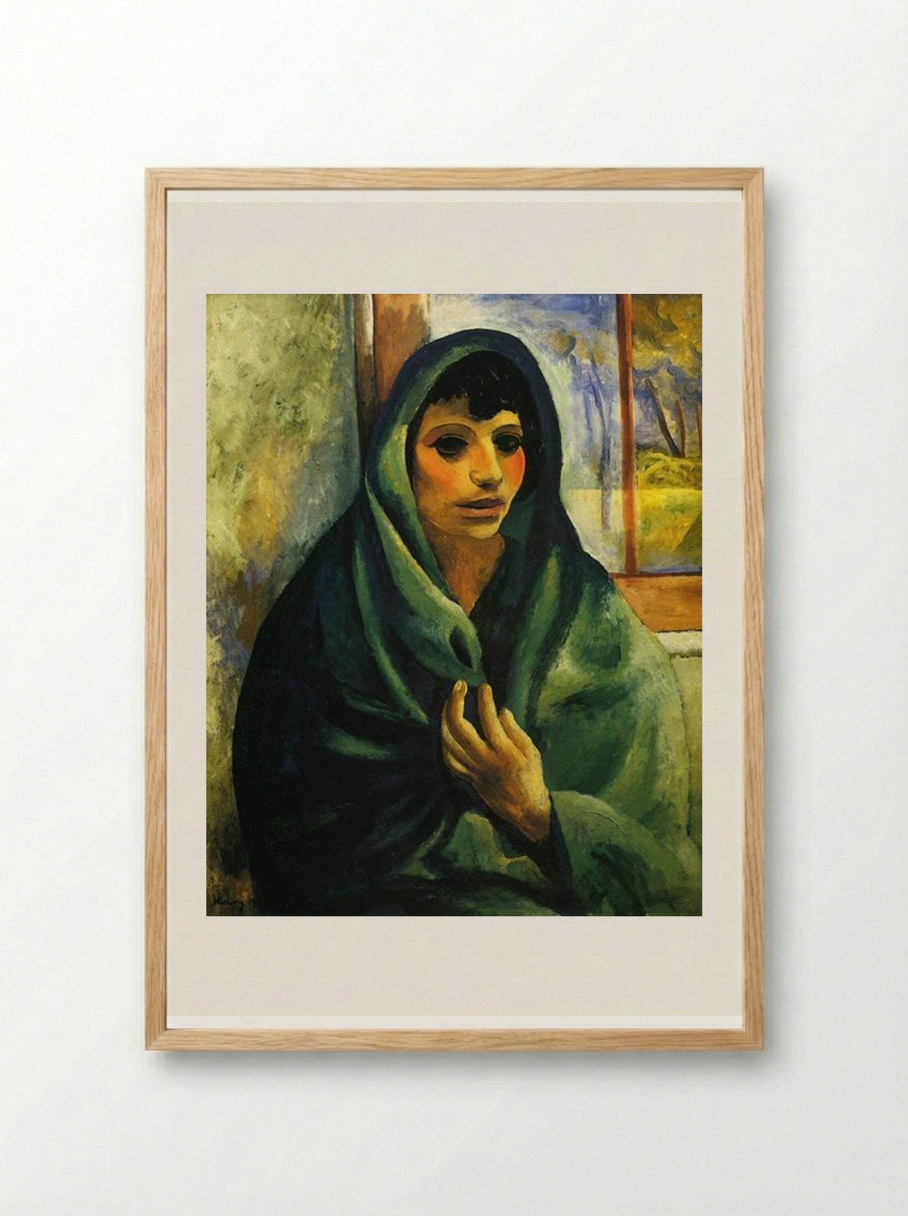 Girl with Green Shawl - Moïse Kisling - Framed Print Wood