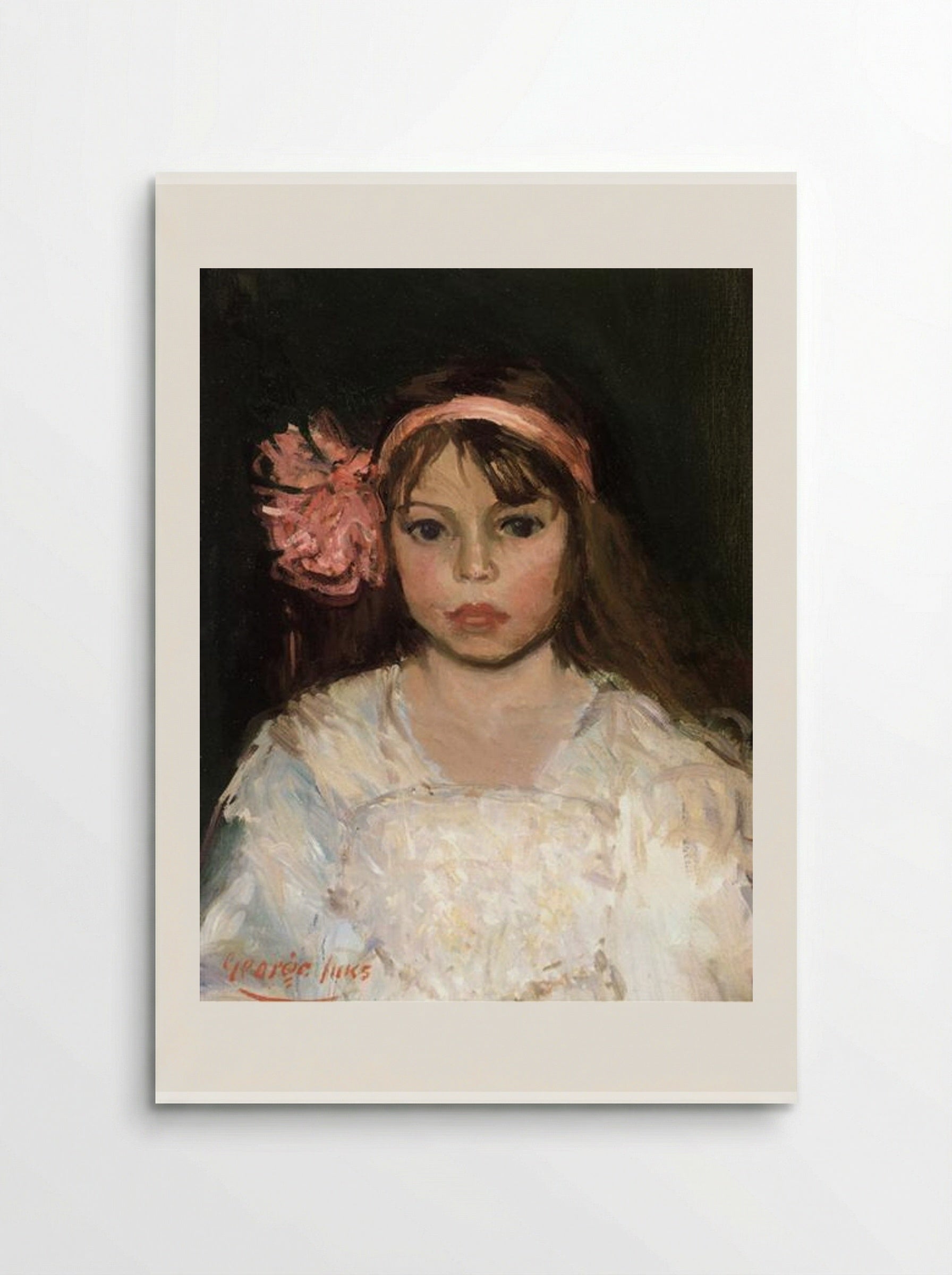 Girl with Pink Ribbon - George Luks - Poster
