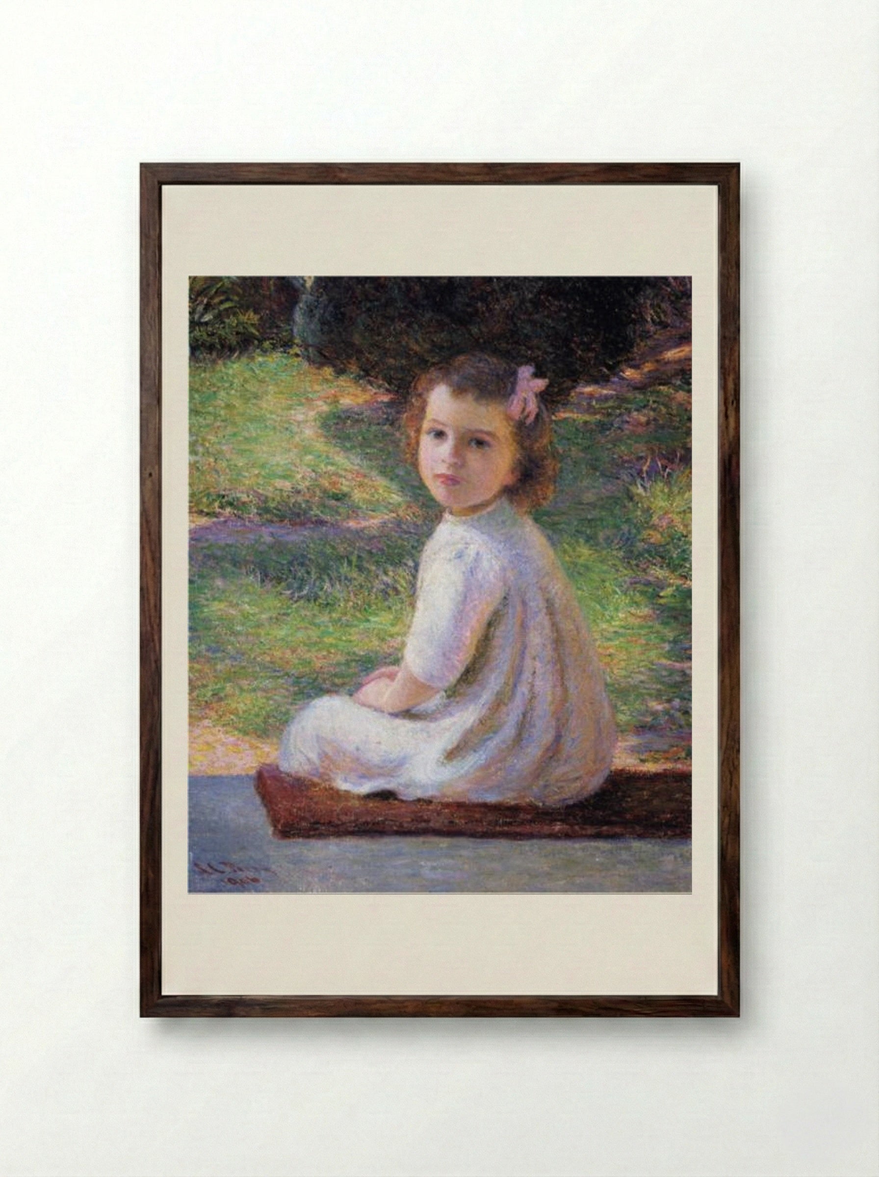 Girl with a Pink Bow - Lilla Cabot Perry - Framed Print Dark Wood
