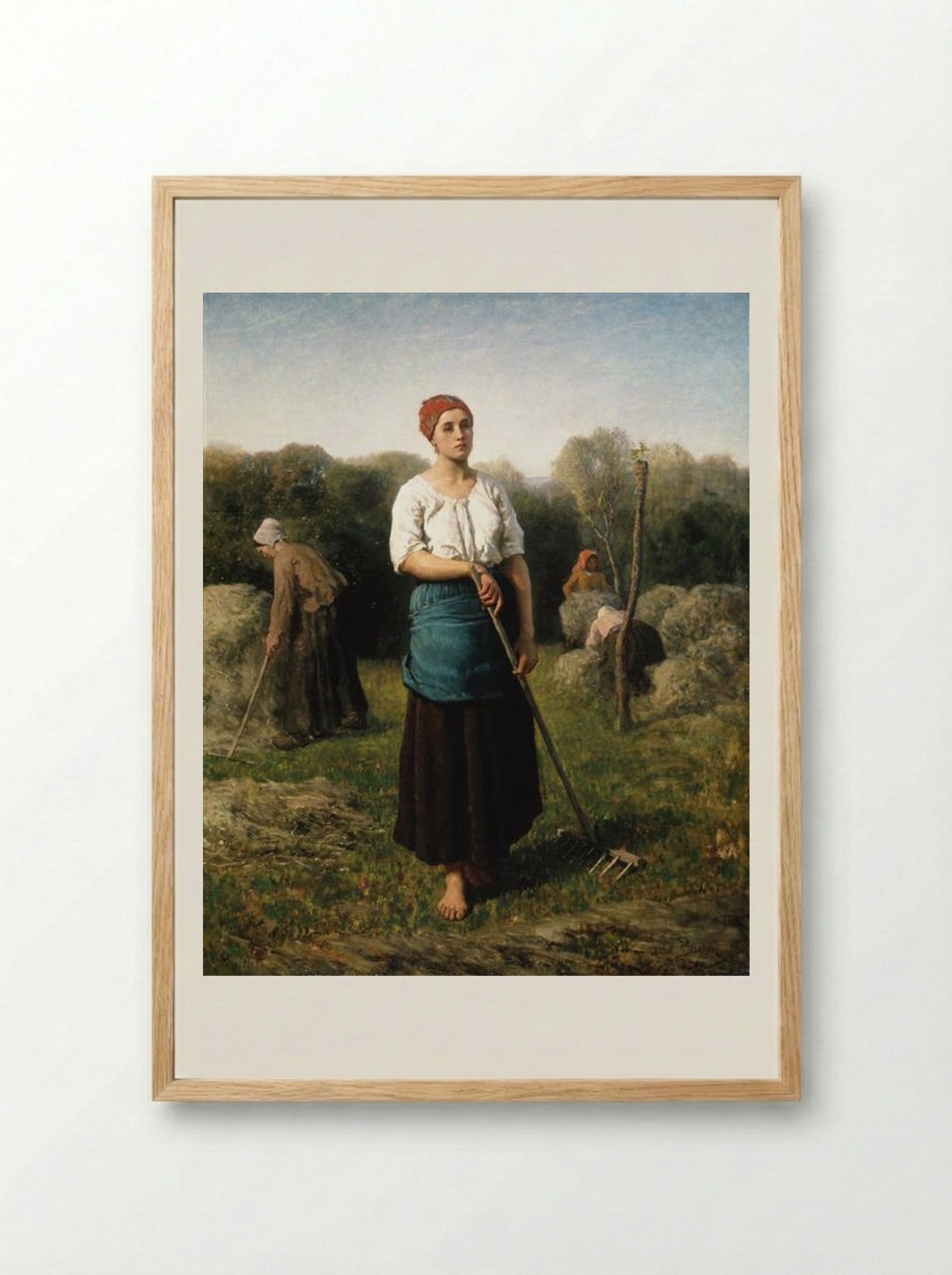Girl with a Rake - Jules Breton - Framed Print Wood