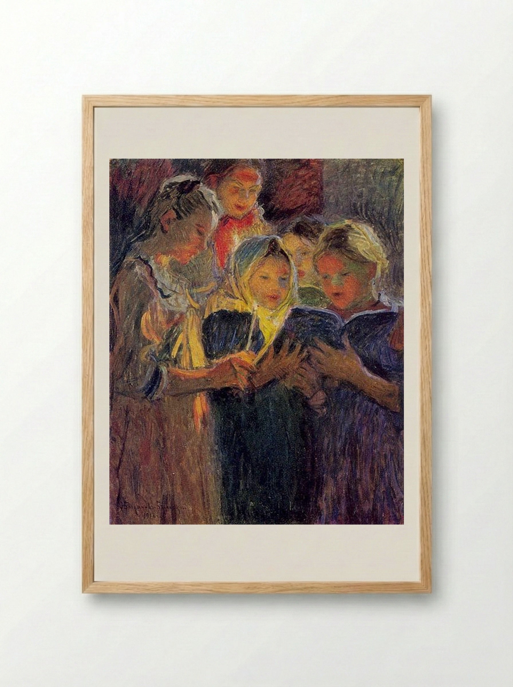 Girls Chorus - Nikolay Bogdanov-Belsky - Framed Print Wood