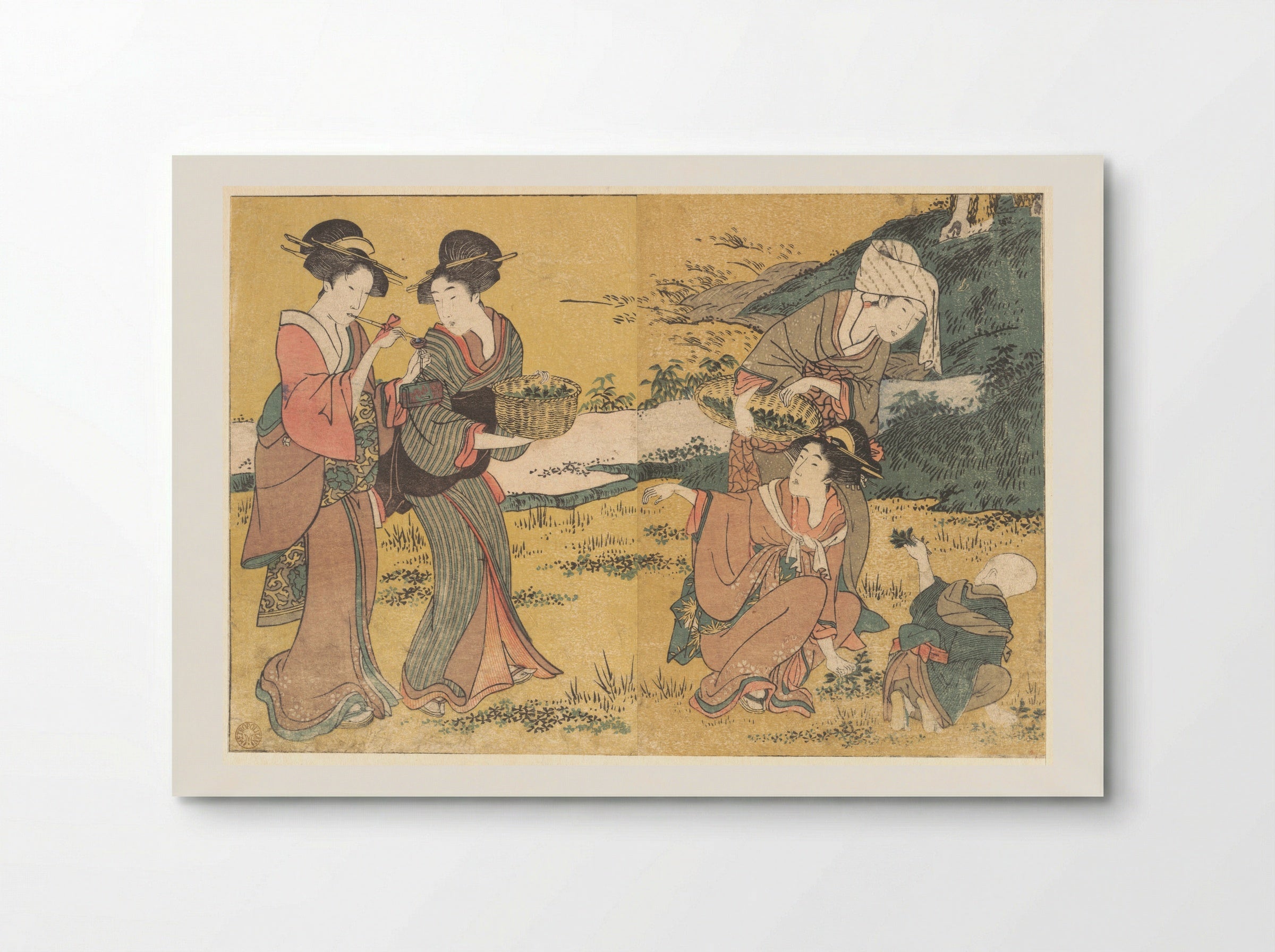 Girls Picking Green Leaves - Kitagawa Utamaro - Poster
