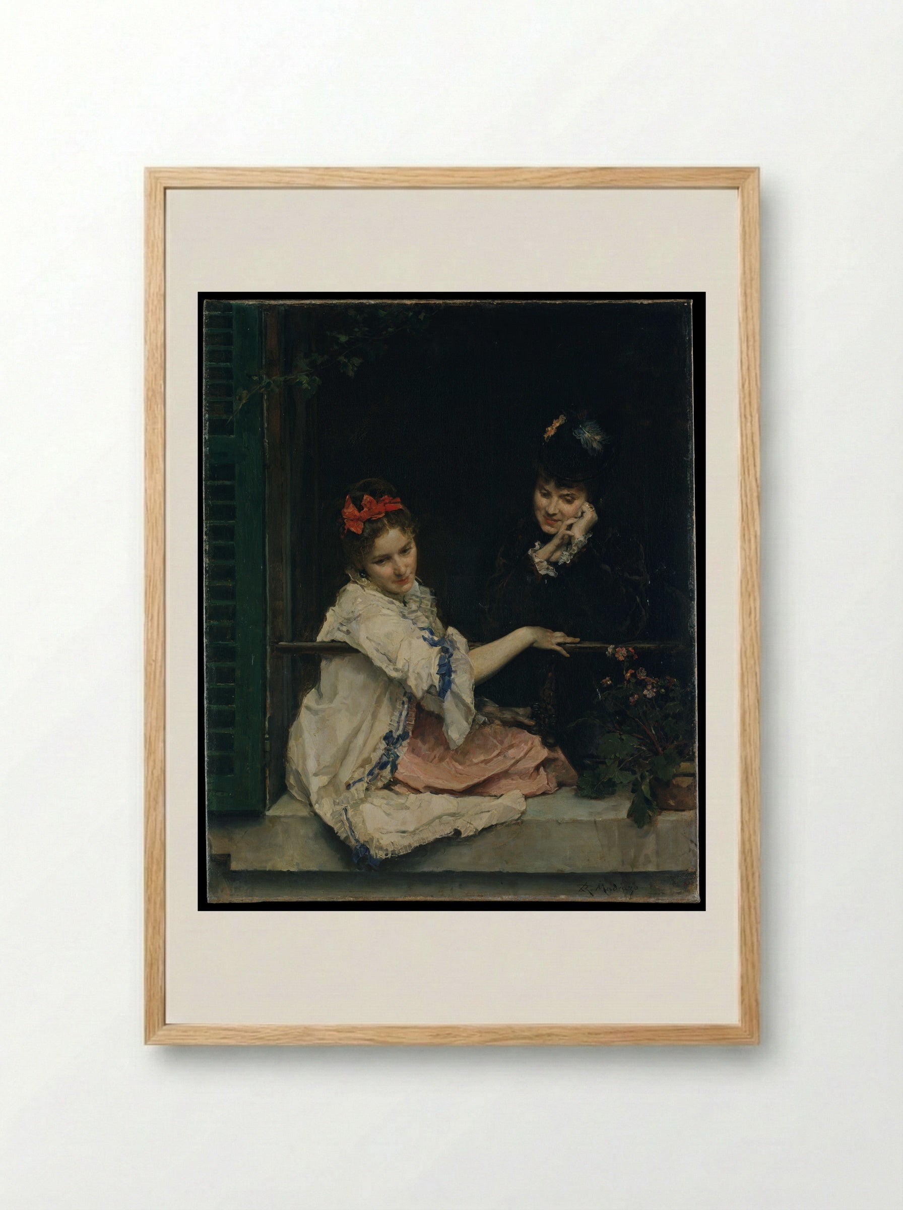 Girls at a Window - Raimundo de Madrazo y Garreta - Framed Print Wood