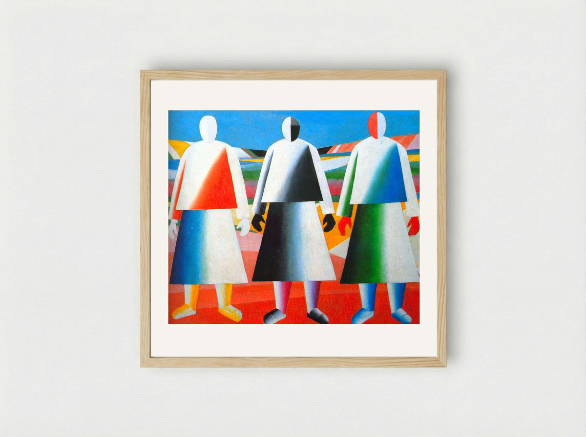 Girls in the Fields - Kazimir Malevich - Framed Print Wood