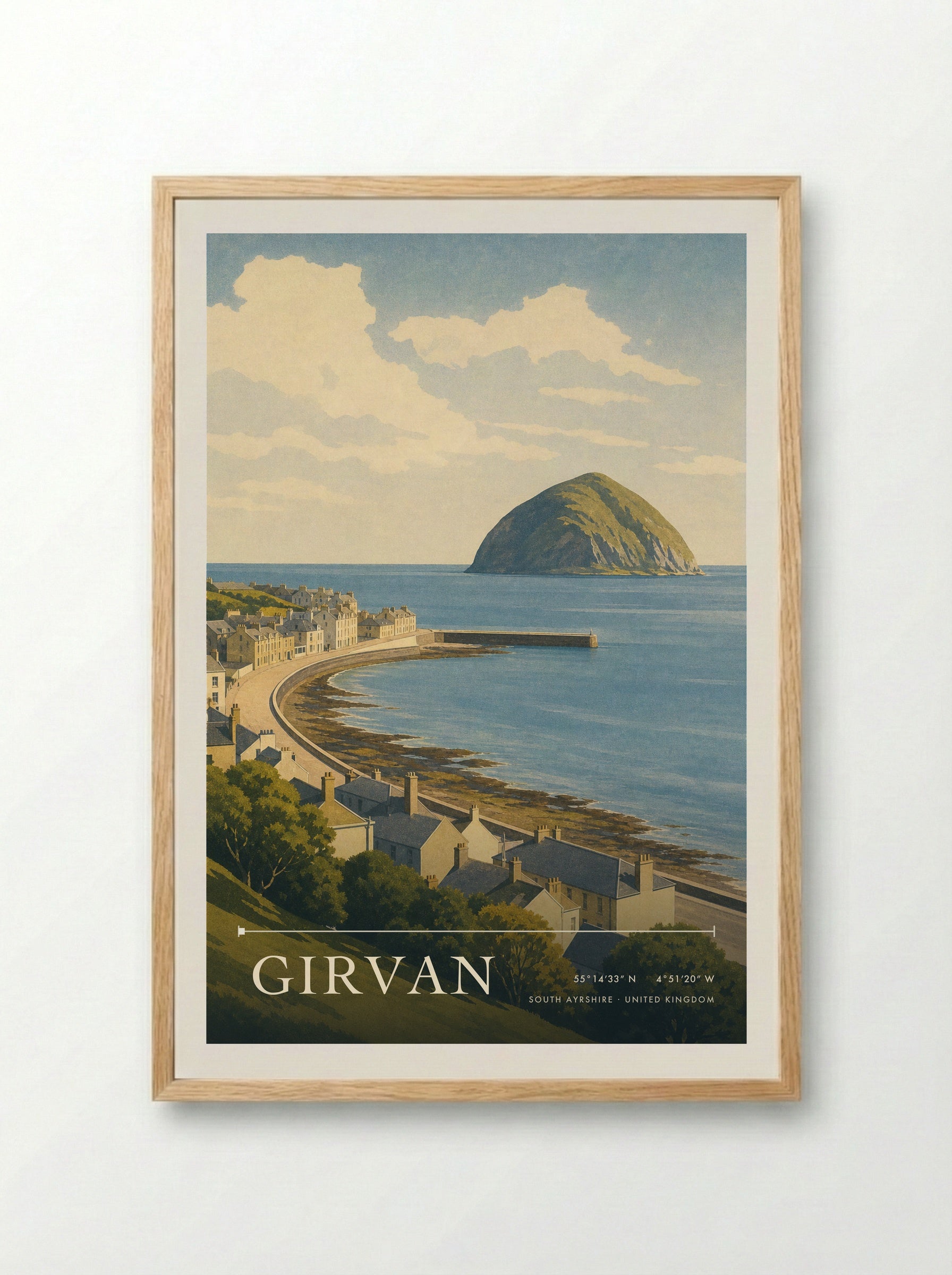 Girvan South Ayrshire United Kingdom Travel Poster - Framed Print Wood
