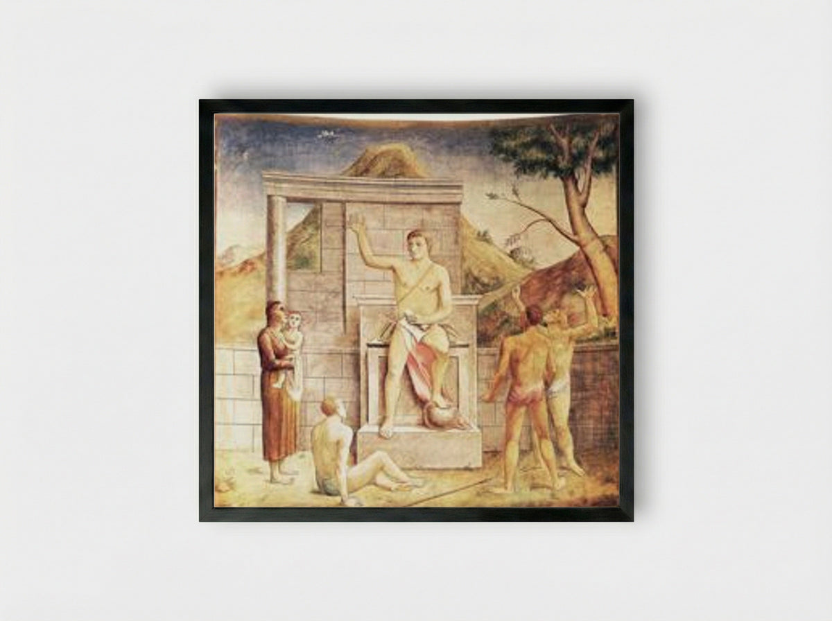 Giustiniano libera lo schiavo - Carlo Carrà - Framed Print Black