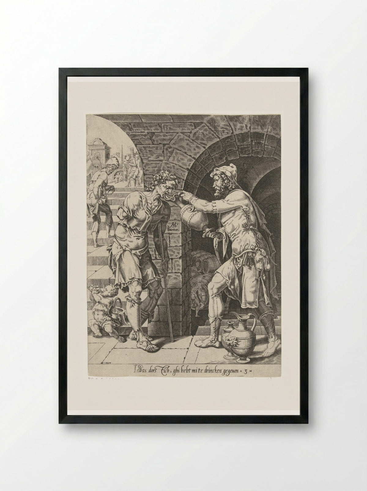 Giving Drink to the Thirsty - Dirck Volckertsz. Coornhert - Framed Print Black