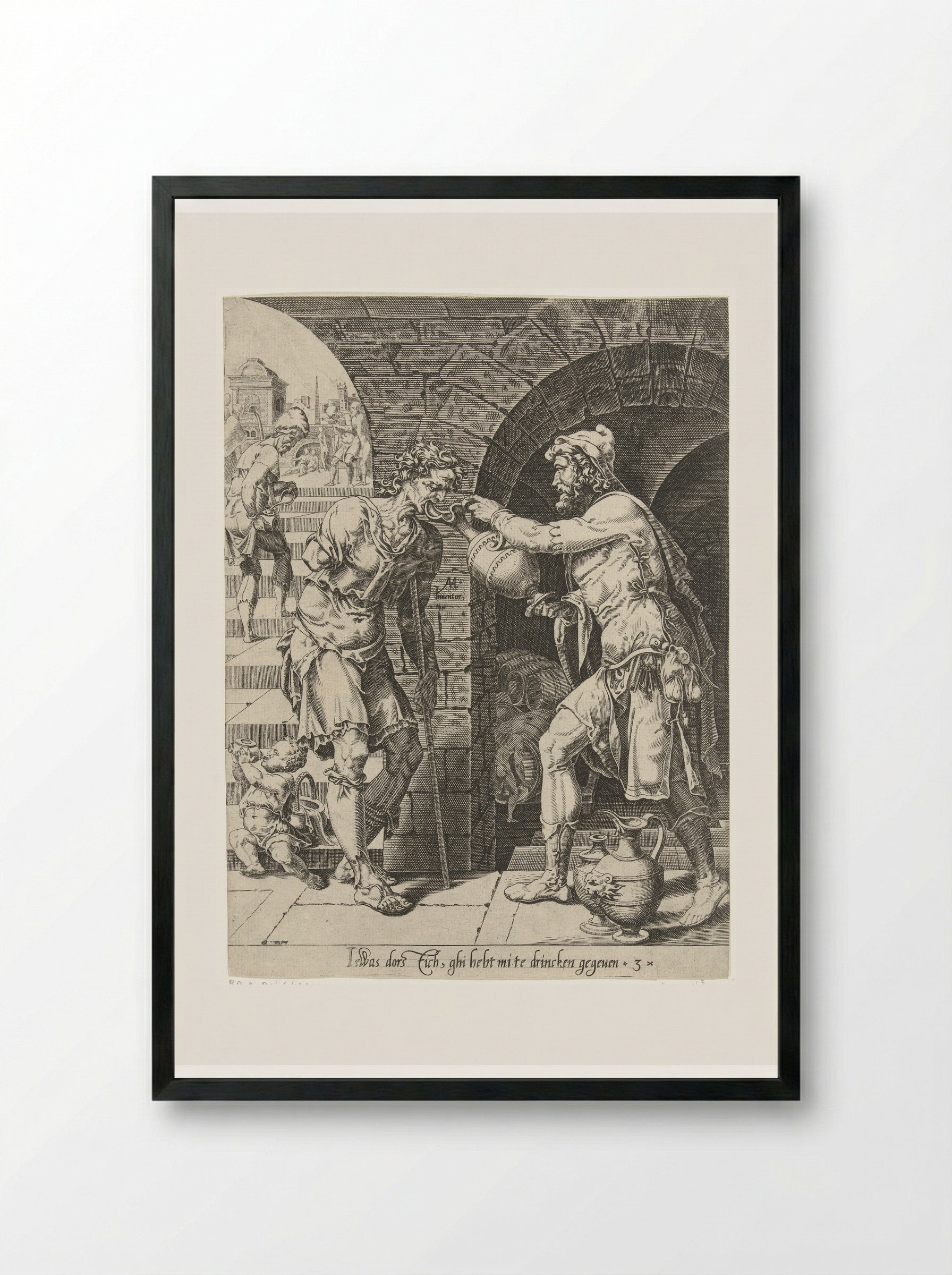 Giving Drink to the Thirsty - Dirck Volckertsz. Coornhert - Framed Print Black