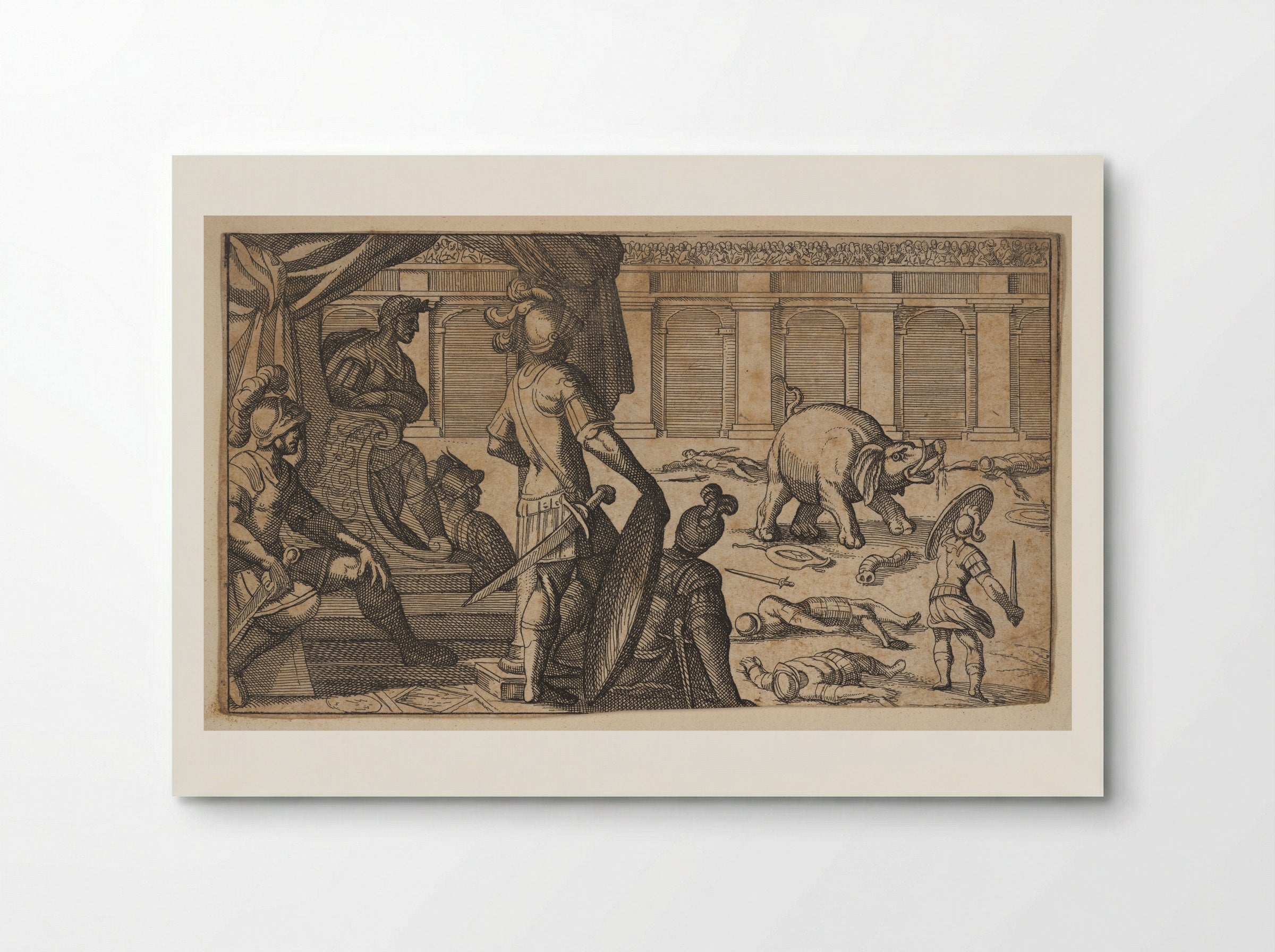 Gladiators Fighting an Elephant in an Arena - Antonio Tempesta - Poster