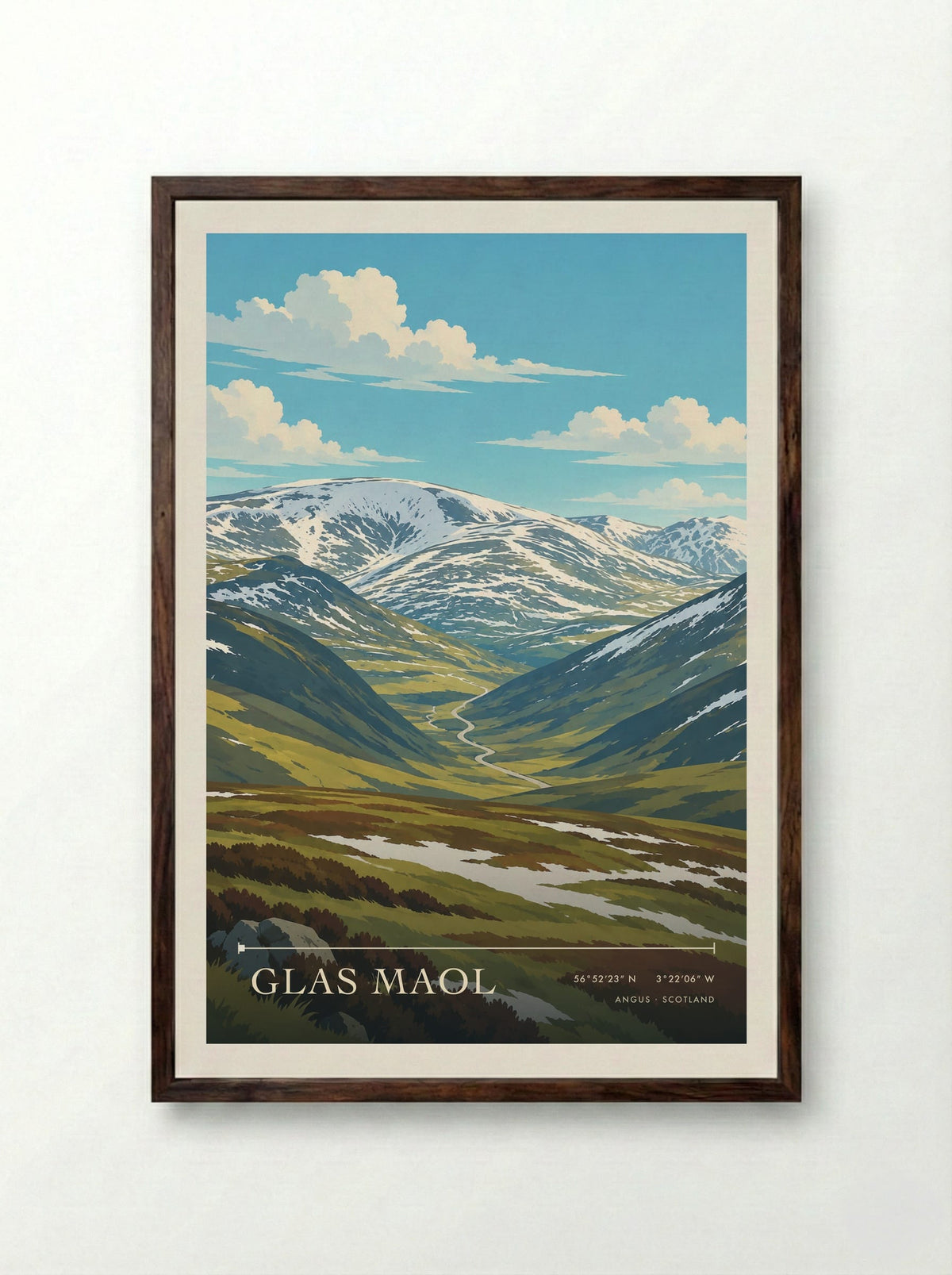 Glas Maol, Angus | Travel Poster - Framed Print Dark Wood