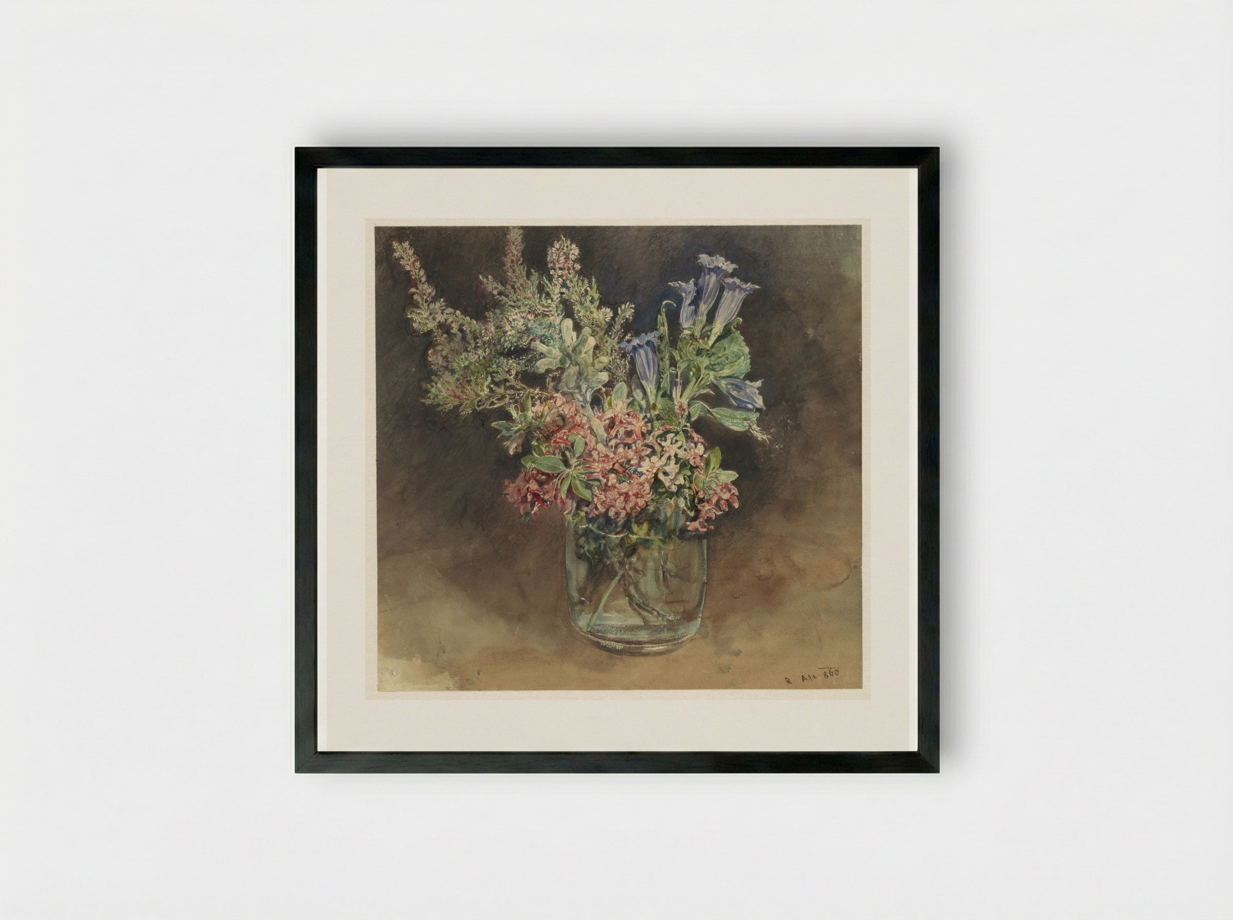 Glas met alpenbloemen - Rudolf von Alt - Framed Print Black