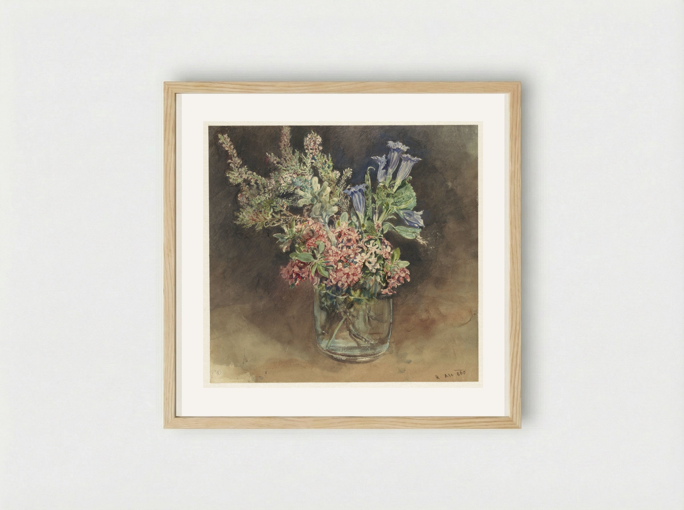 Glas met alpenbloemen - Rudolf von Alt - Framed Print Wood
