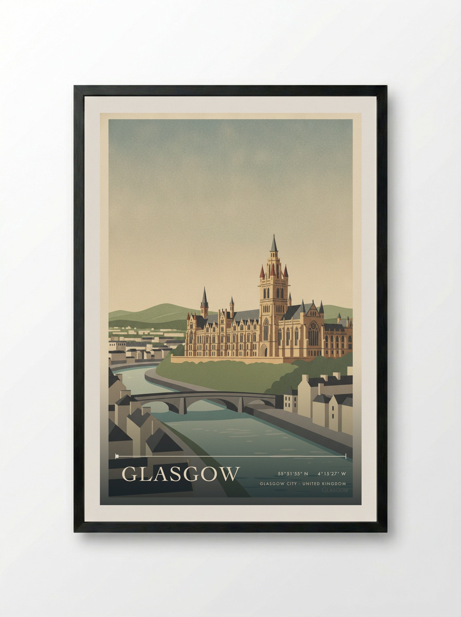 Glasgow Glasgow City United Kingdom Travel Poster - Framed Print Black