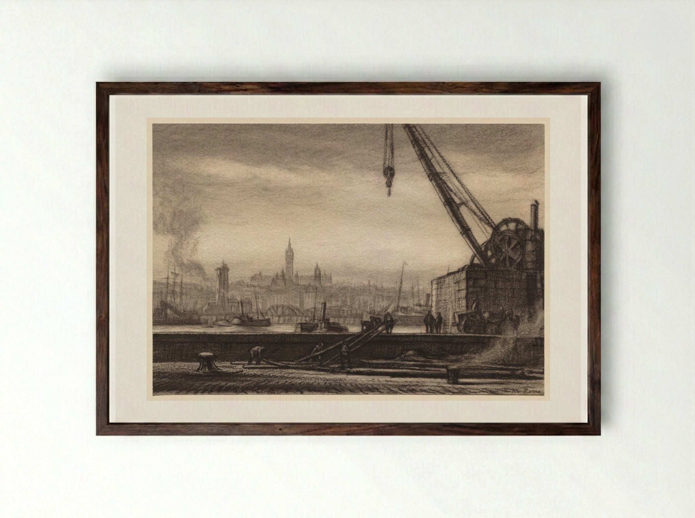 Glasgow University - Muirhead Bone - Framed Print Dark Wood