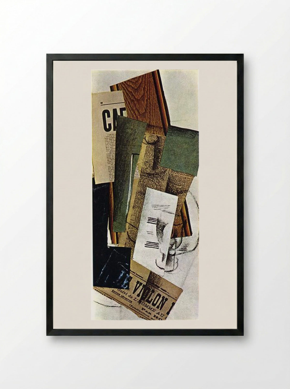 Glass Carafe and Newspapers - Georges Braque - Framed Print Black