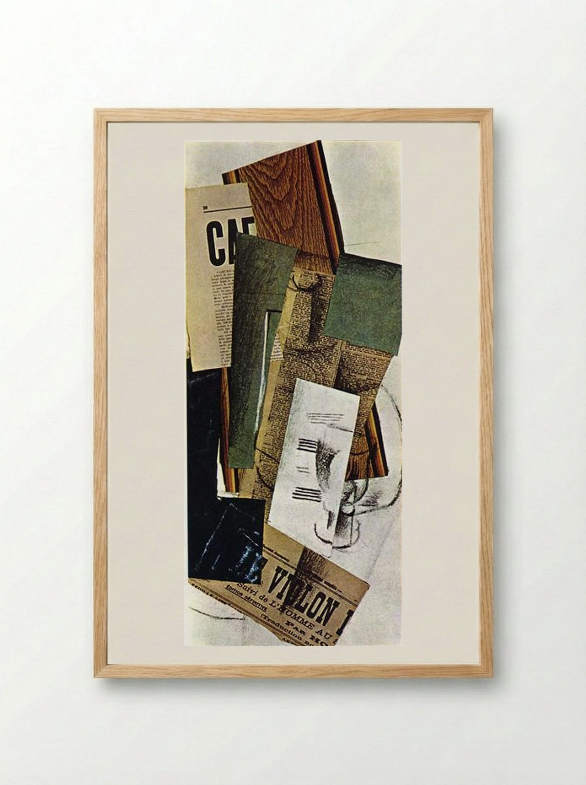 Glass Carafe and Newspapers - Georges Braque - Framed Print Wood