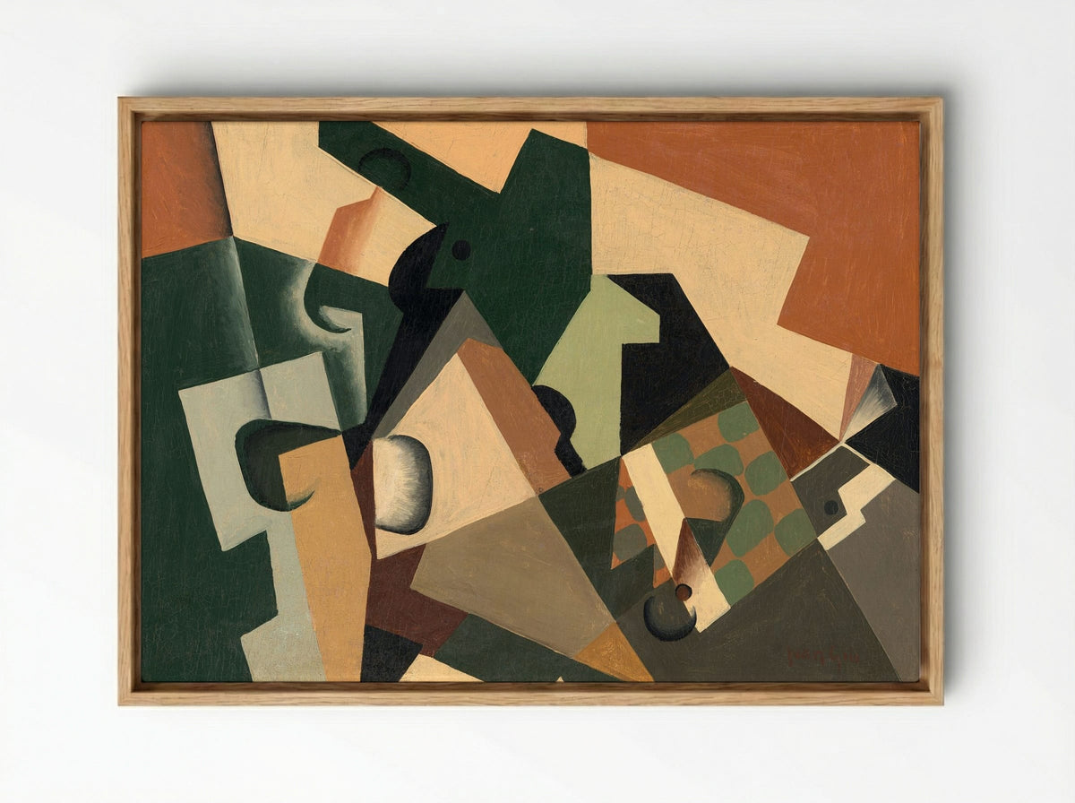 Glass and Checkerboard - Juan Gris - Framed Canvas Wood