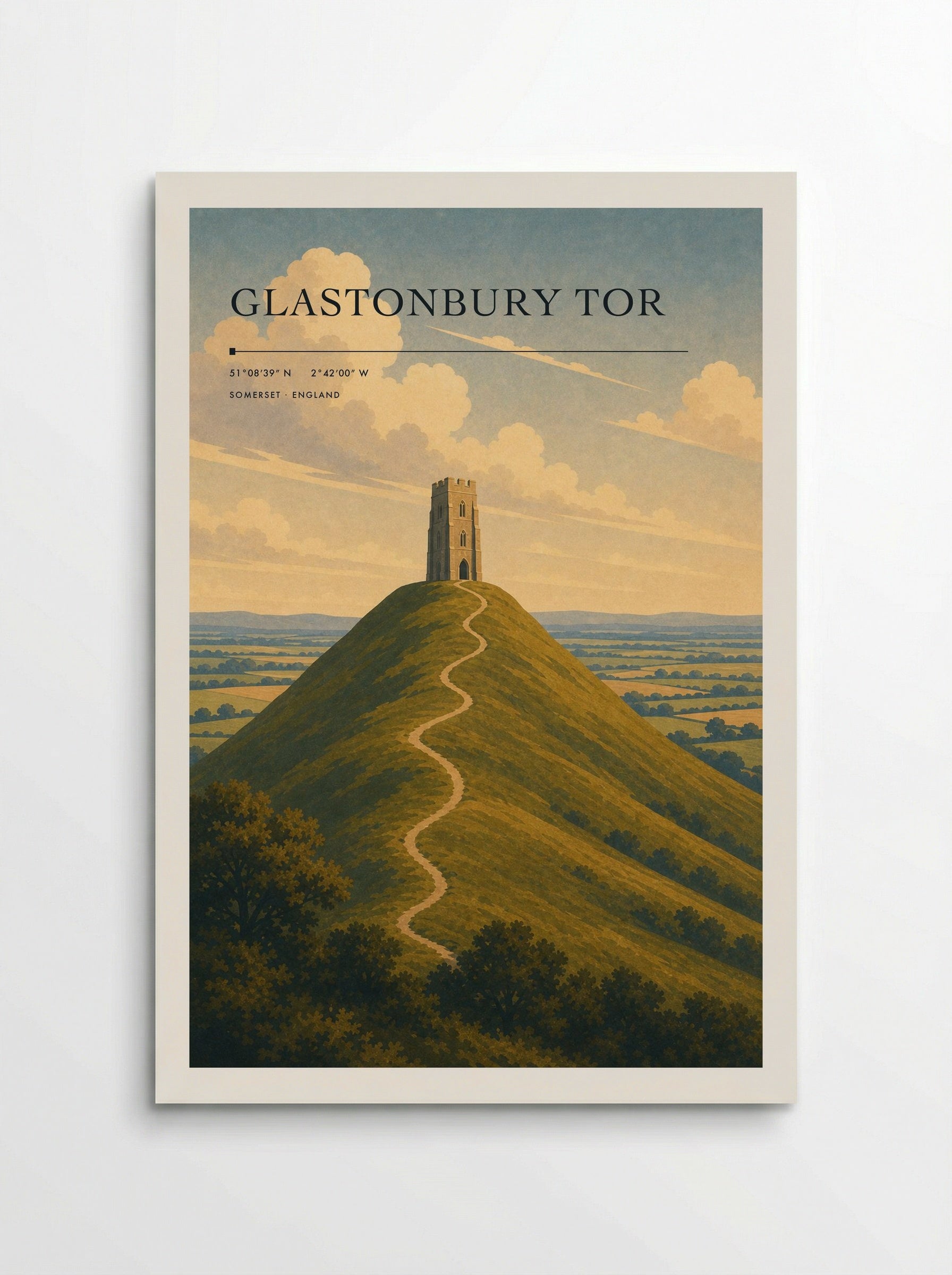 Glastonbury Tor Somerset England Travel Poster - Poster