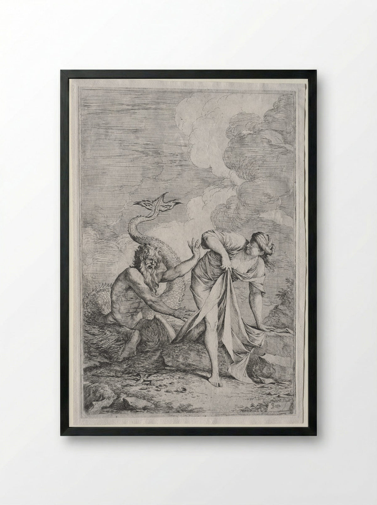 Glaucus and Scylla - Salvator Rosa - Framed Print Black