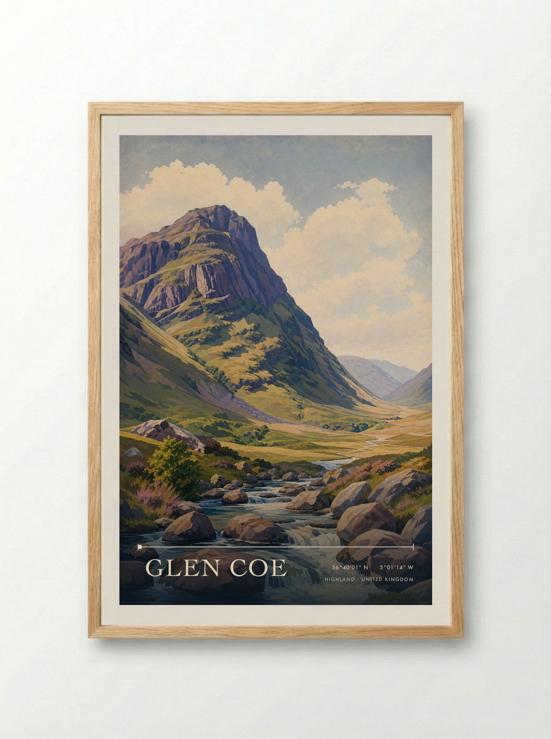 Glen Coe Highland United Kingdom Travel Poster - Framed Print Wood