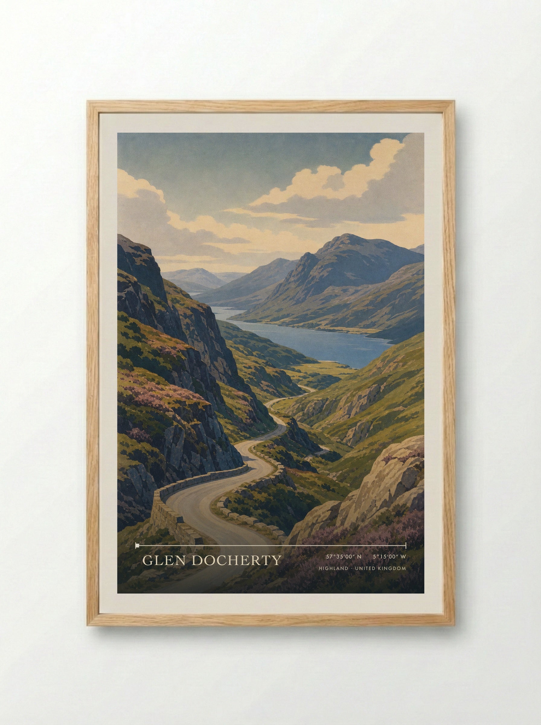 Glen Docherty Highland United Kingdom Travel Poster - Framed Print Wood
