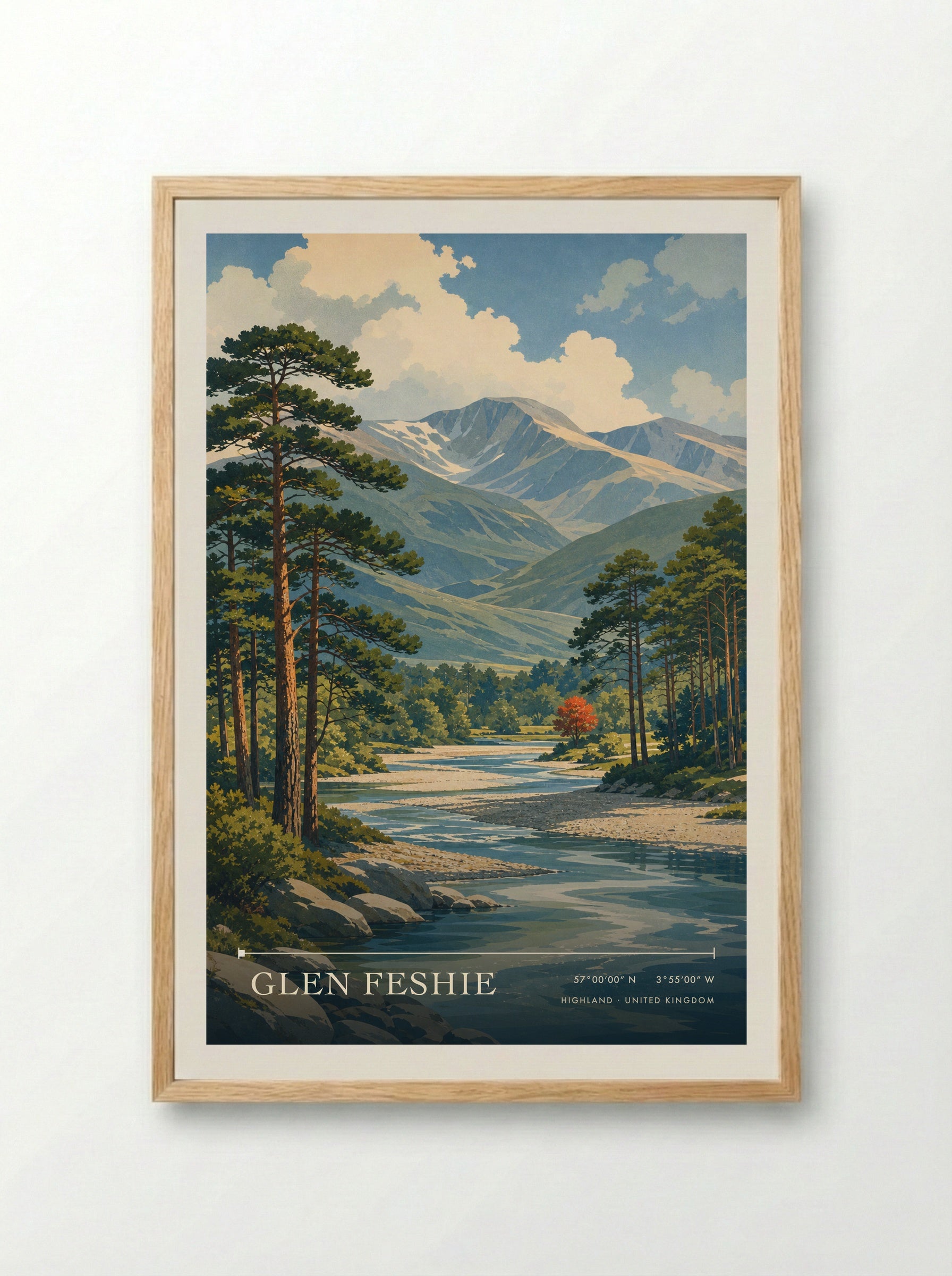 Glen Feshie Highland United Kingdom Travel Poster - Framed Print Wood