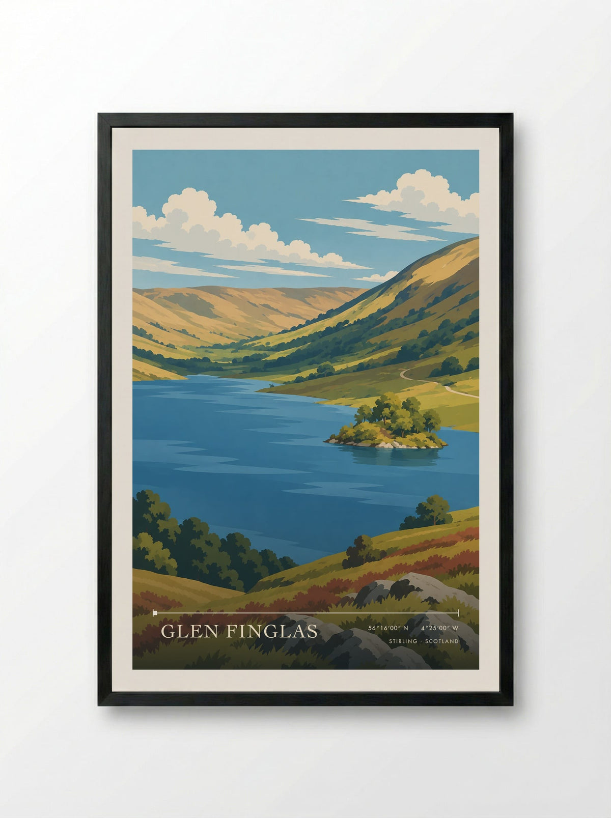 Glen Finglas, Stirling | Travel Poster - Framed Print Black