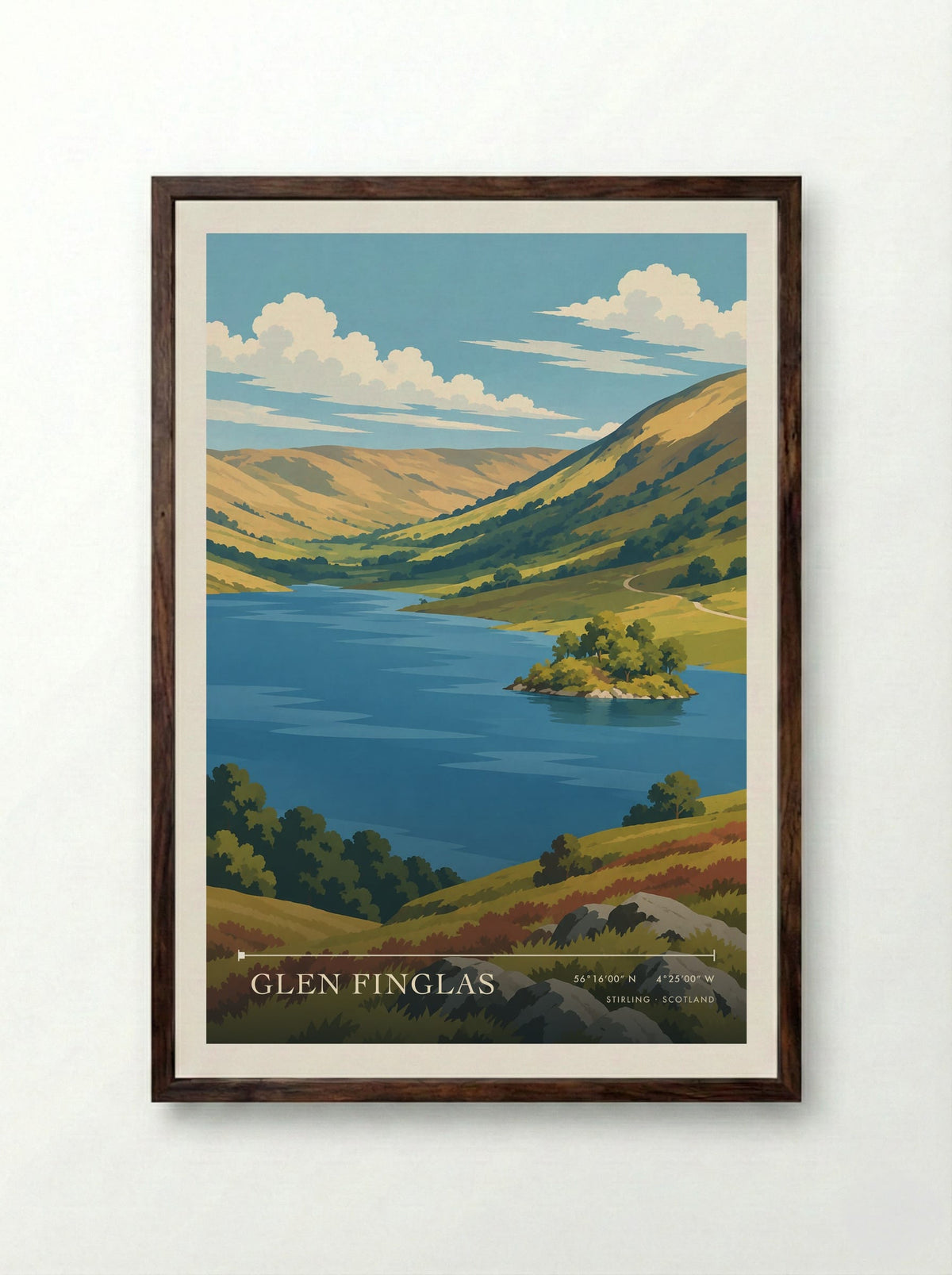 Glen Finglas, Stirling | Travel Poster - Framed Print Dark Wood