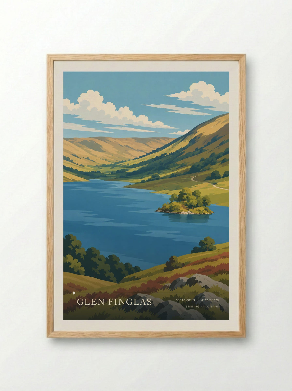 Glen Finglas, Stirling | Travel Poster - Framed Print Wood