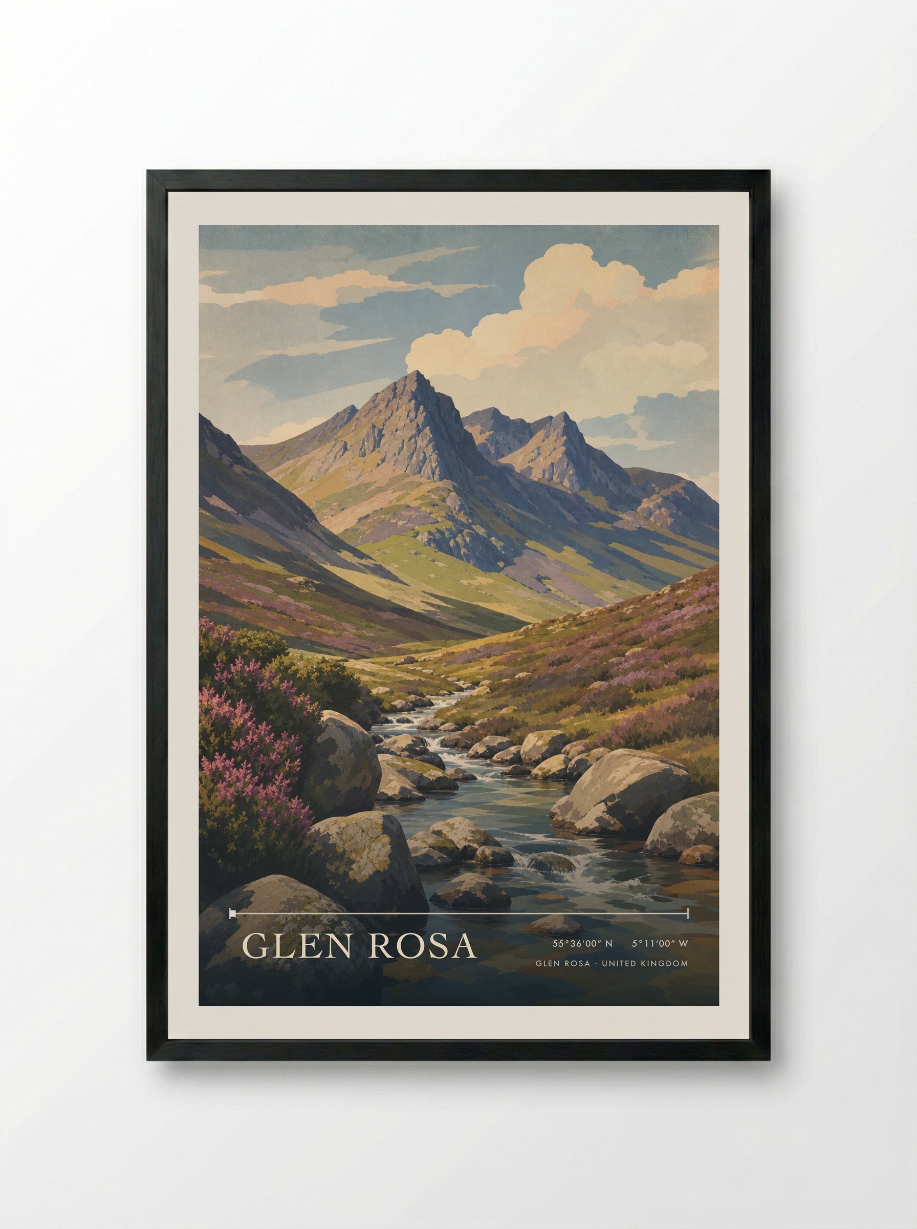 Glen Rosa United Kingdom Travel Poster - Framed Print Black