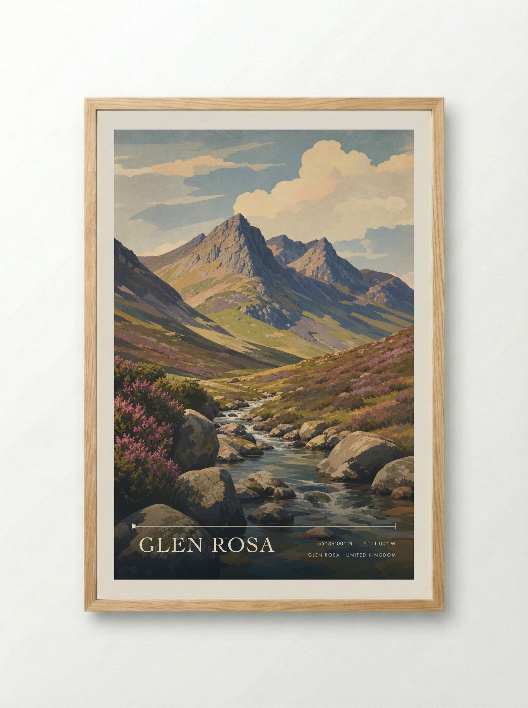 Glen Rosa United Kingdom Travel Poster - Framed Print Wood