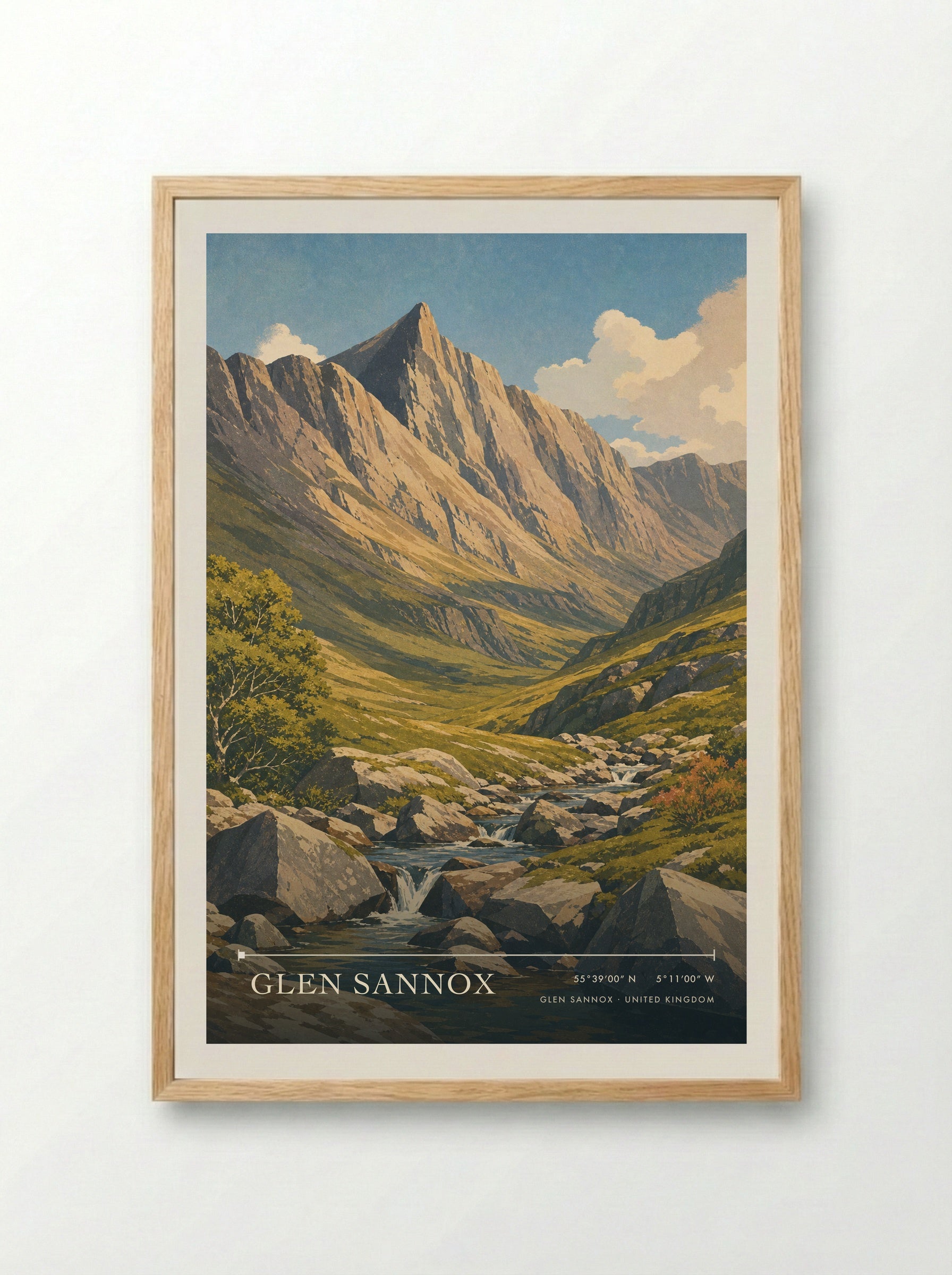Glen Sannox United Kingdom Travel Poster - Framed Print Wood