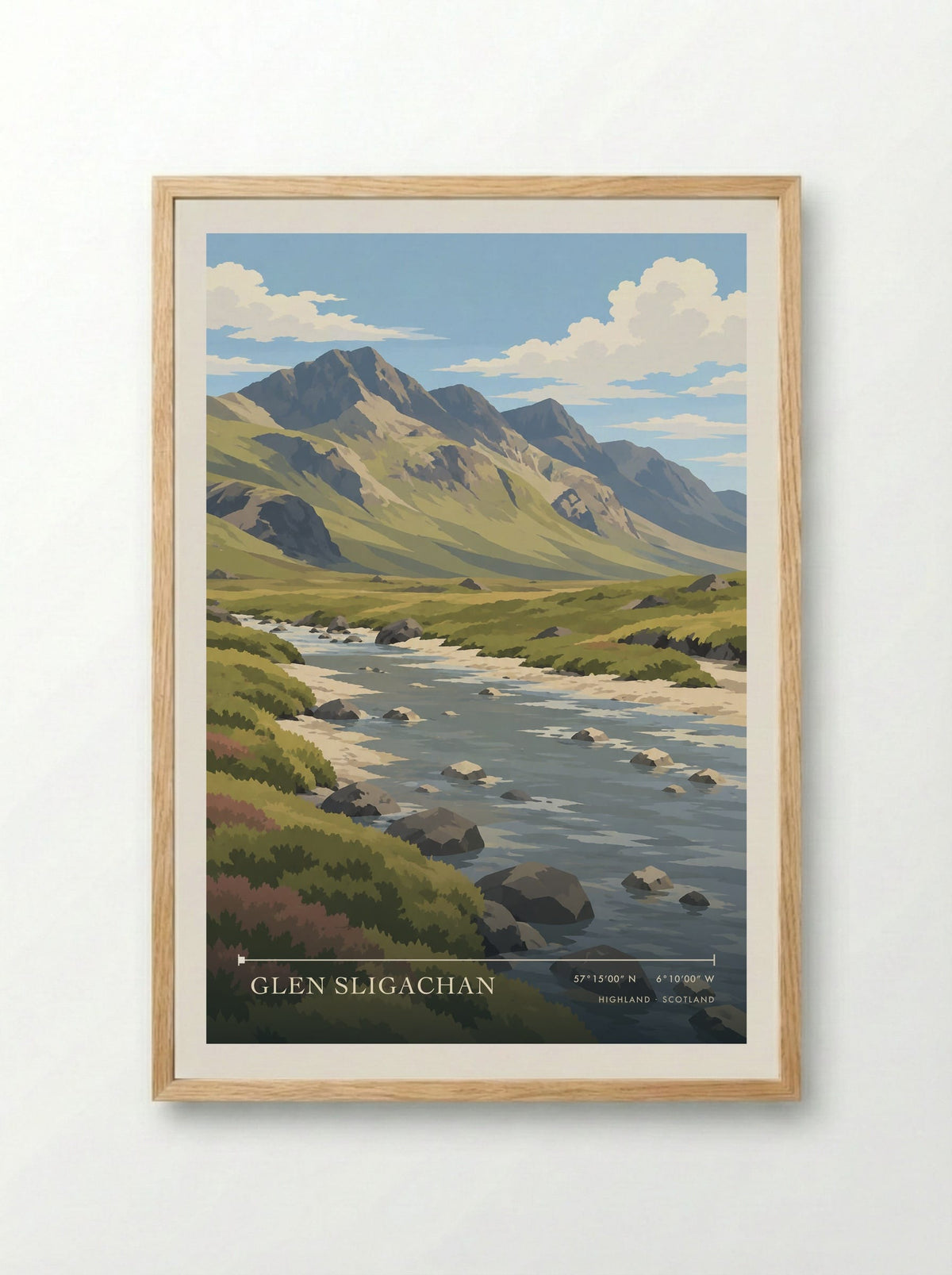 Glen Sligachan, Highland | Travel Poster - Framed Print Wood
