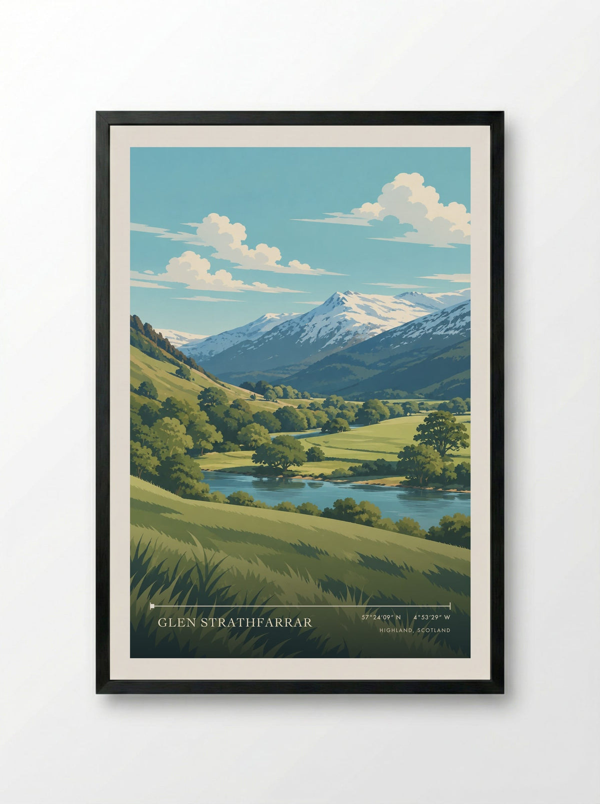 Glen Strathfarrar, Highland, Scotland | Travel Poster - Framed Print Black