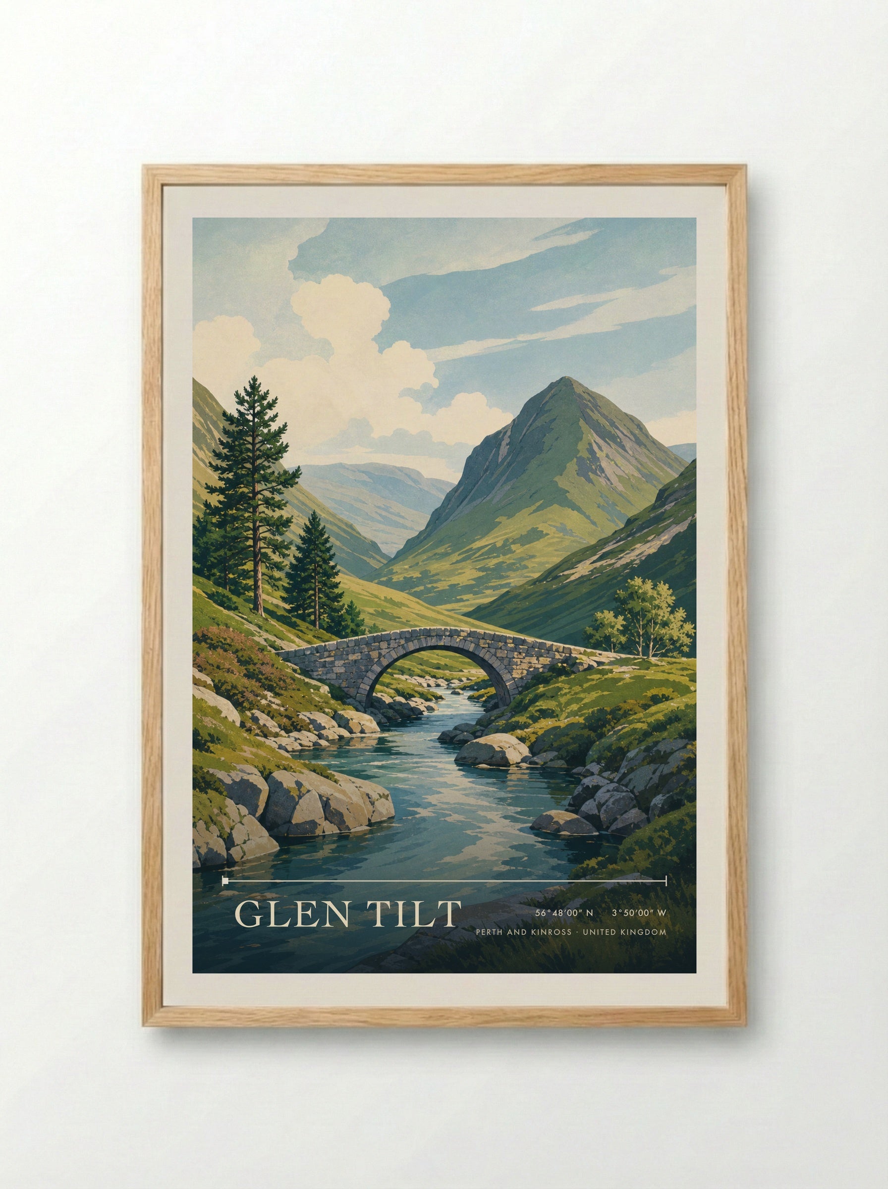 Glen Tilt Perth and Kinross United Kingdom Travel Poster - Framed Print Wood