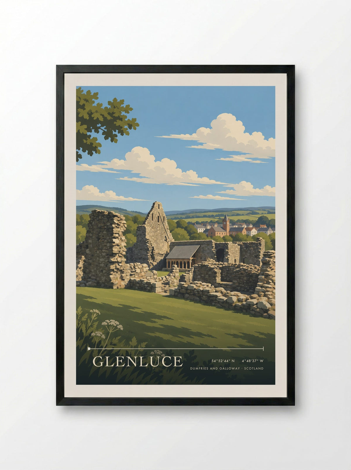 Glenluce, Dumfries and Galloway | Travel Poster - Framed Print Black