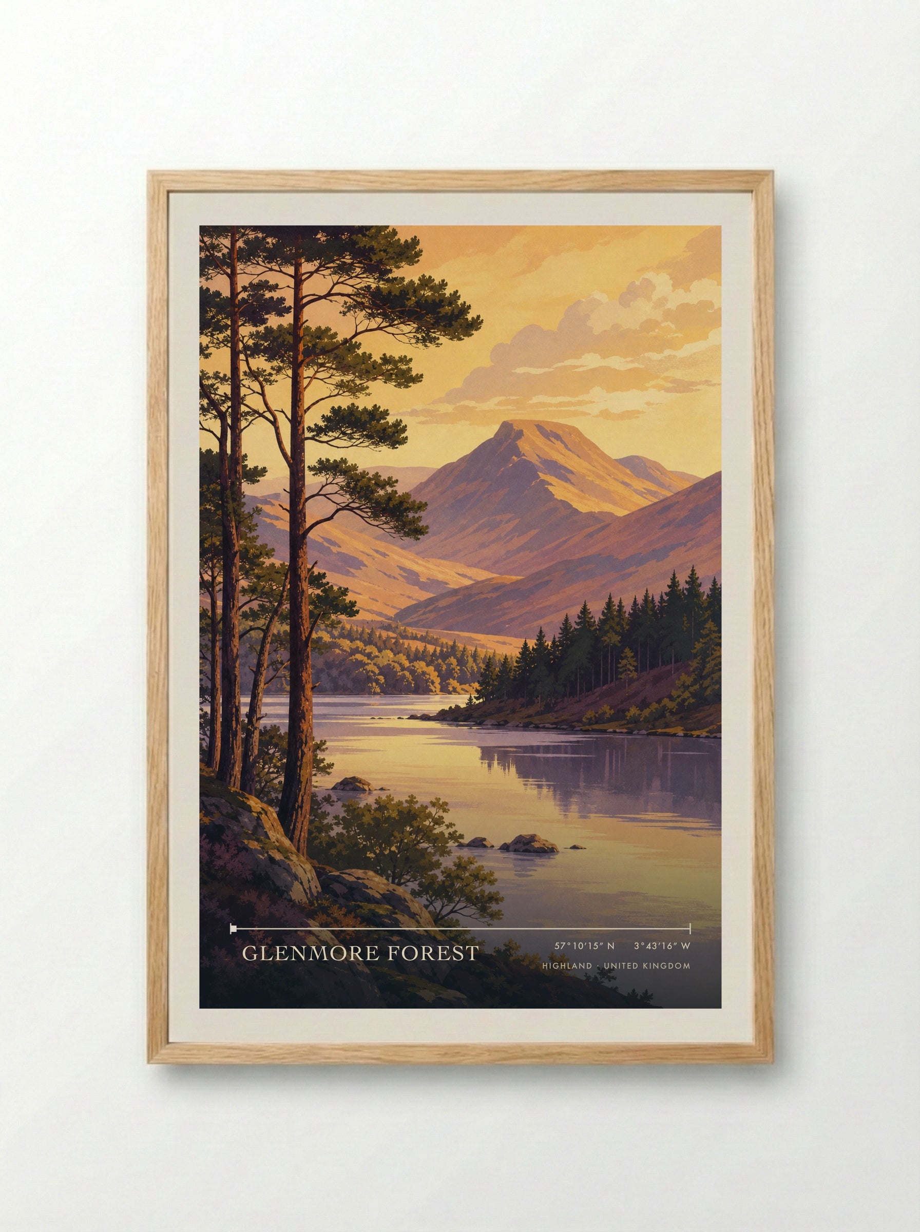 Glenmore Forest Highland United Kingdom Travel Poster - Framed Print Wood