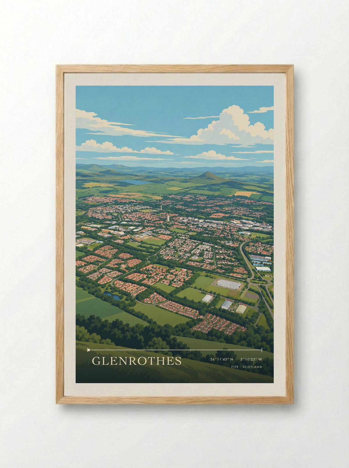 Glenrothes, Fife | Travel Poster - Framed Print Wood