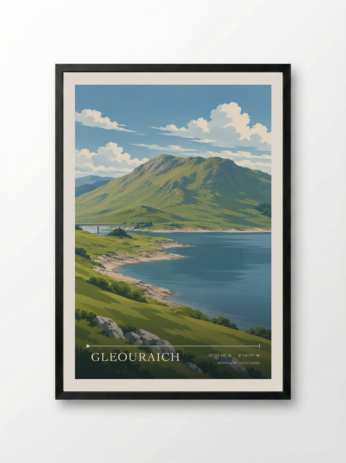 Gleouraich, Highland | Travel Poster - Framed Print Black