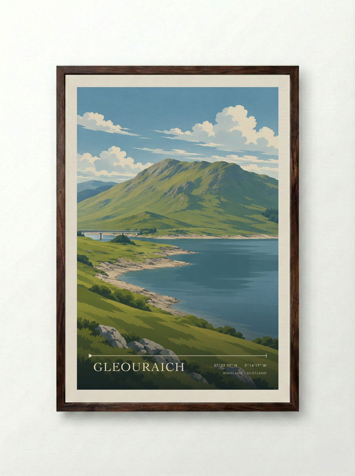 Gleouraich, Highland | Travel Poster - Framed Print Dark Wood